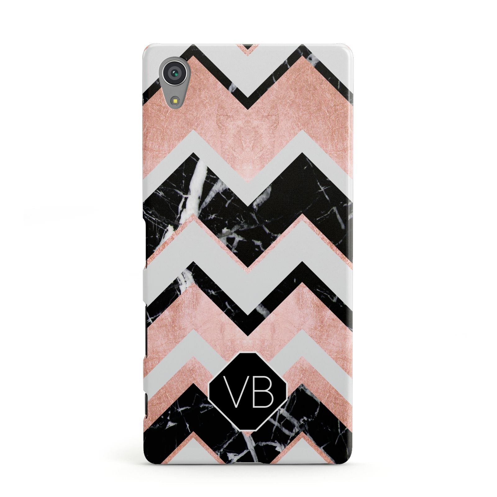 Personalised Chevron Marbled Initials Sony Xperia Case