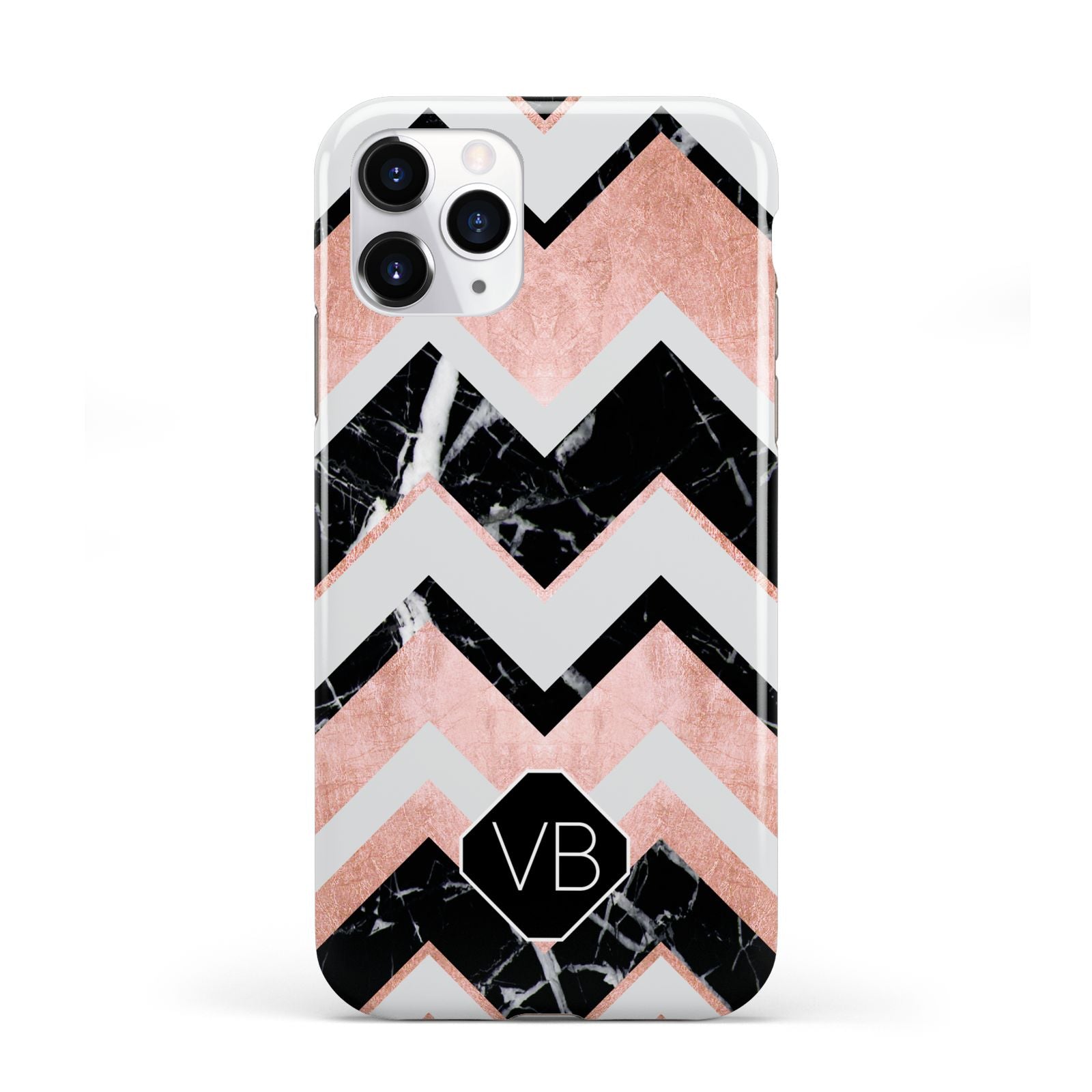 Personalised Chevron Marbled Initials iPhone 11 Pro 3D Tough Case