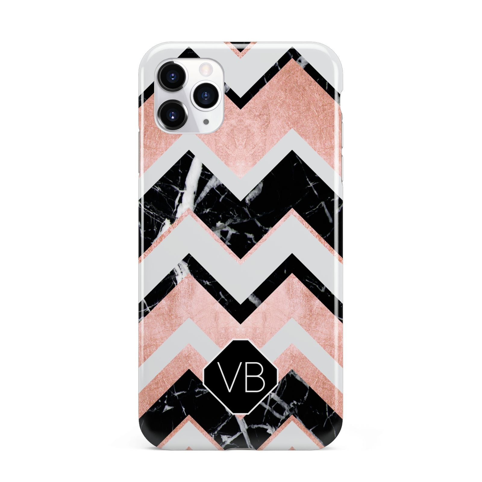 Personalised Chevron Marbled Initials iPhone 11 Pro Max 3D Tough Case