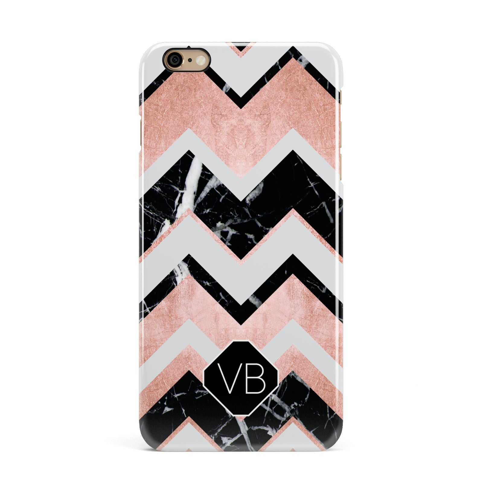Personalised Chevron Marbled Initials iPhone 6 Plus 3D Snap Case on Gold Phone