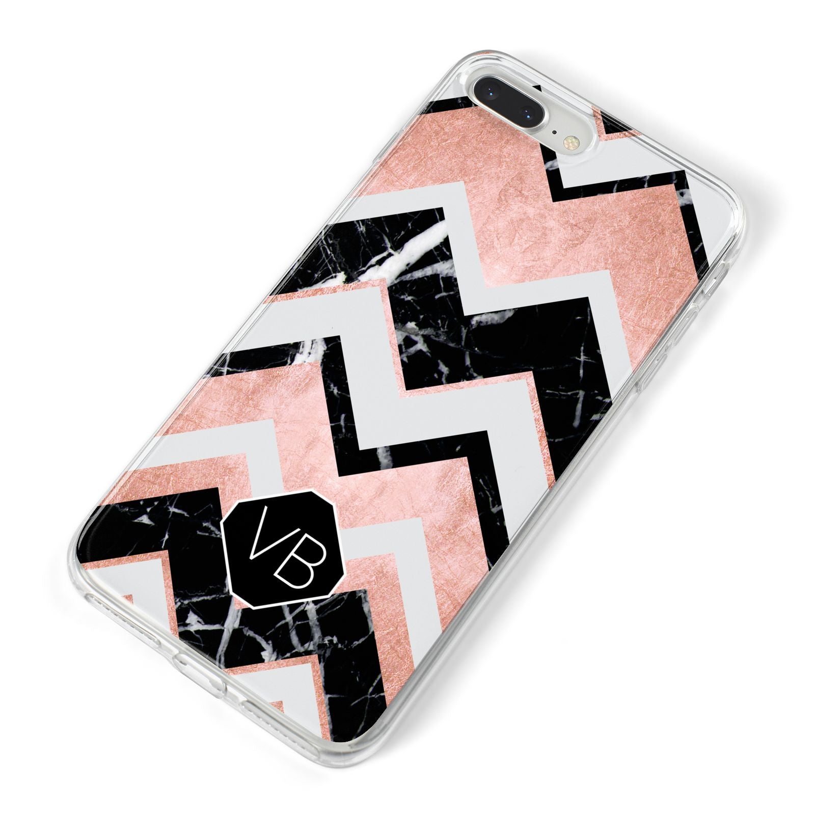 Personalised Chevron Marbled Initials iPhone 8 Plus Bumper Case on Silver iPhone Alternative Image