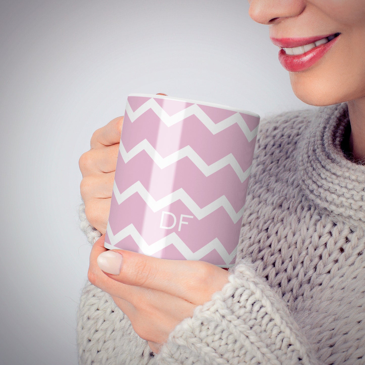 Personalised Chevron Pink 10oz Mug Alternative Image 6