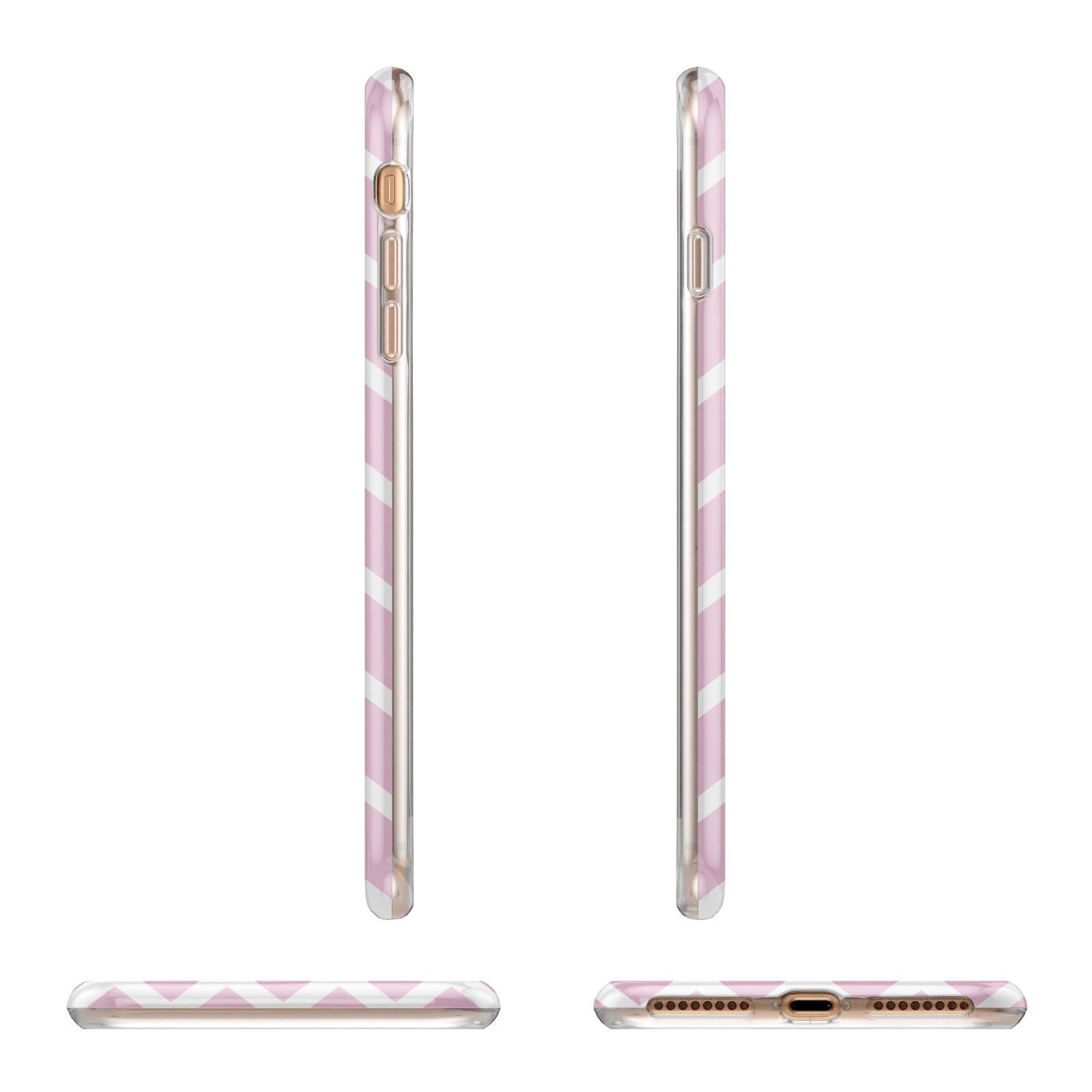 Personalised Chevron Pink Apple iPhone 7 8 Plus 3D Wrap Tough Case Alternative Image Angles