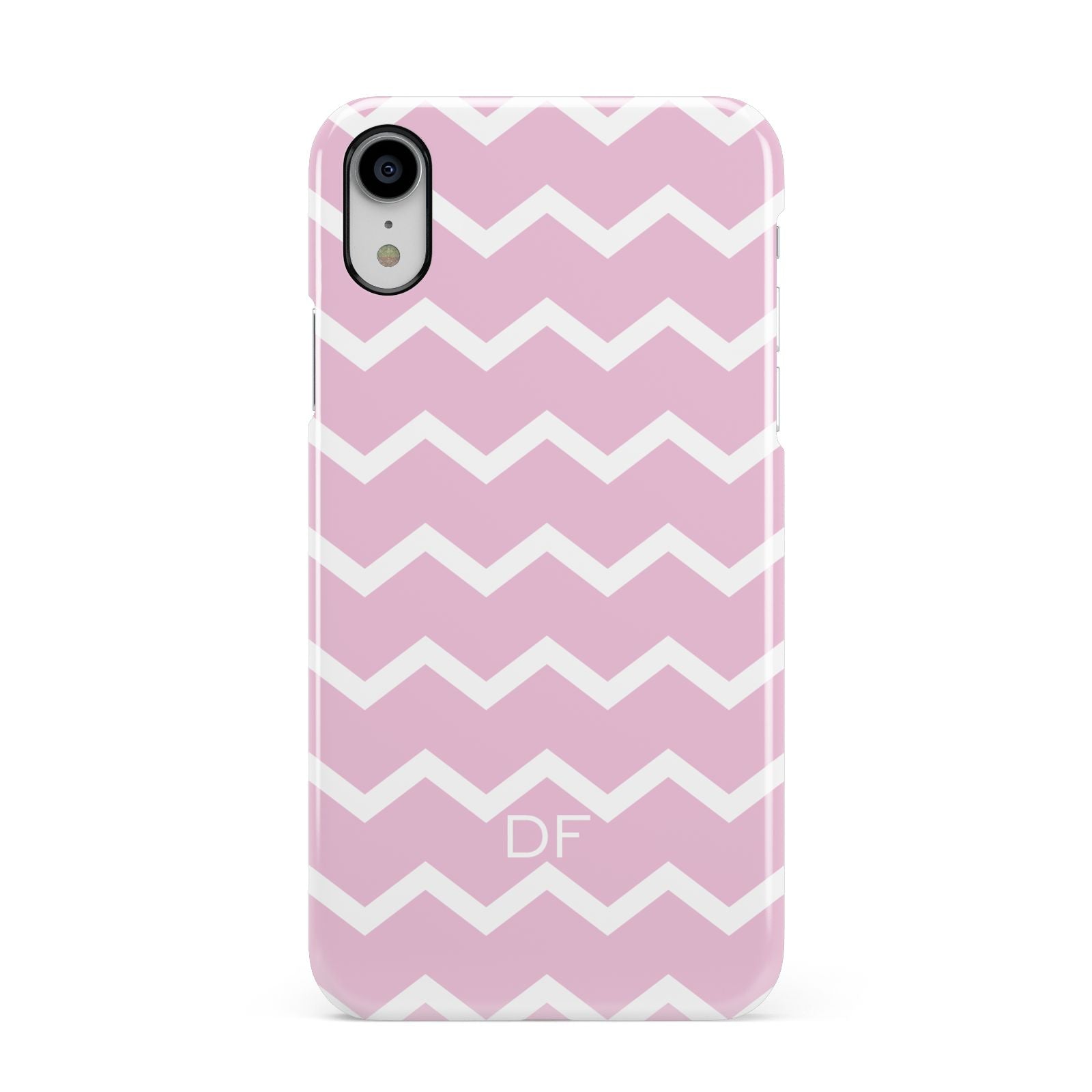 Personalised Chevron Pink Apple iPhone XR White 3D Snap Case