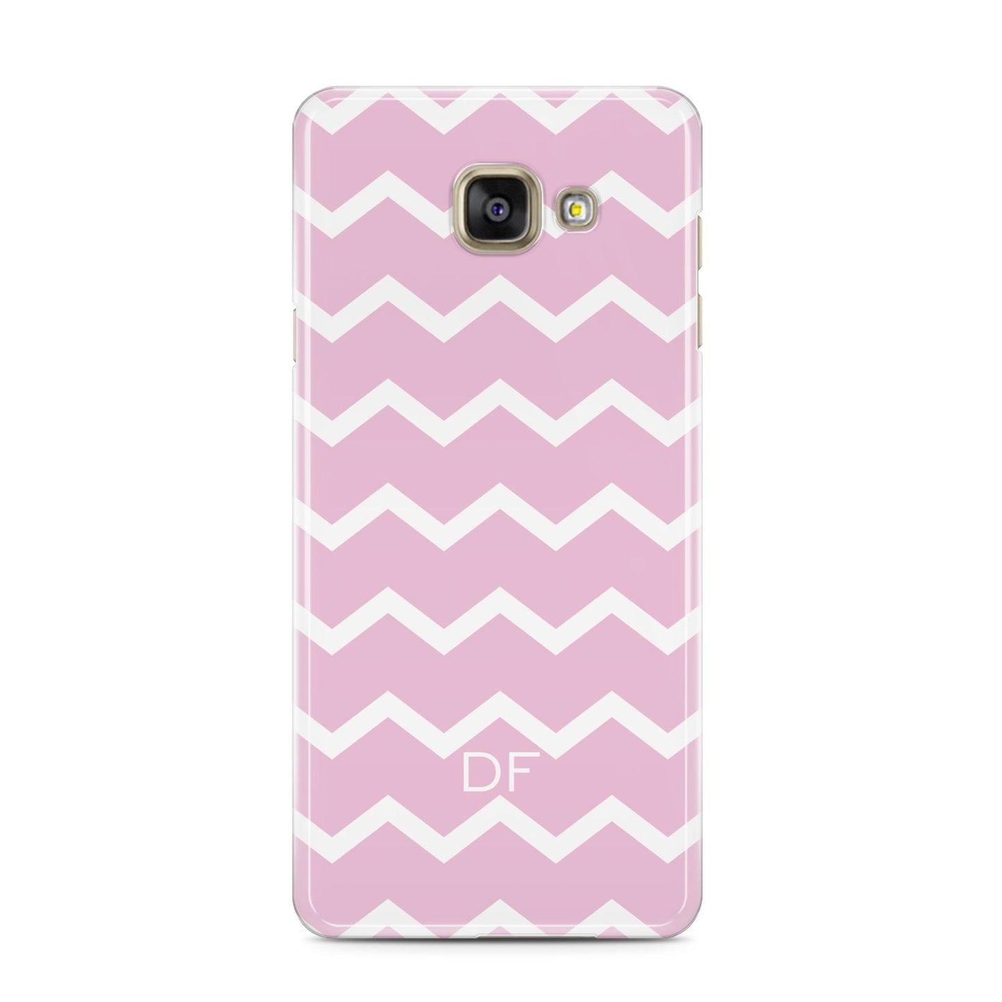 Personalised Chevron Pink Samsung Galaxy A3 2016 Case on gold phone