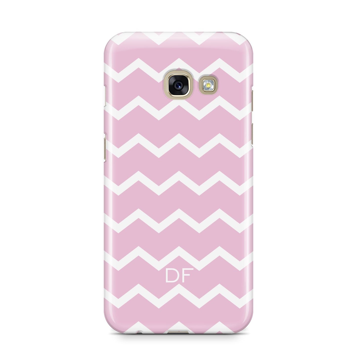 Personalised Chevron Pink Samsung Galaxy A3 2017 Case on gold phone