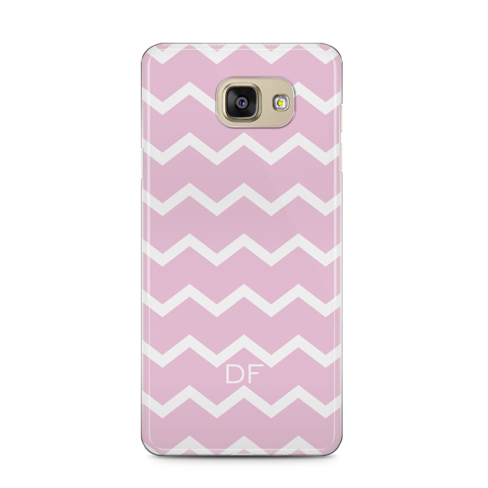 Personalised Chevron Pink Samsung Galaxy A5 2016 Case on gold phone