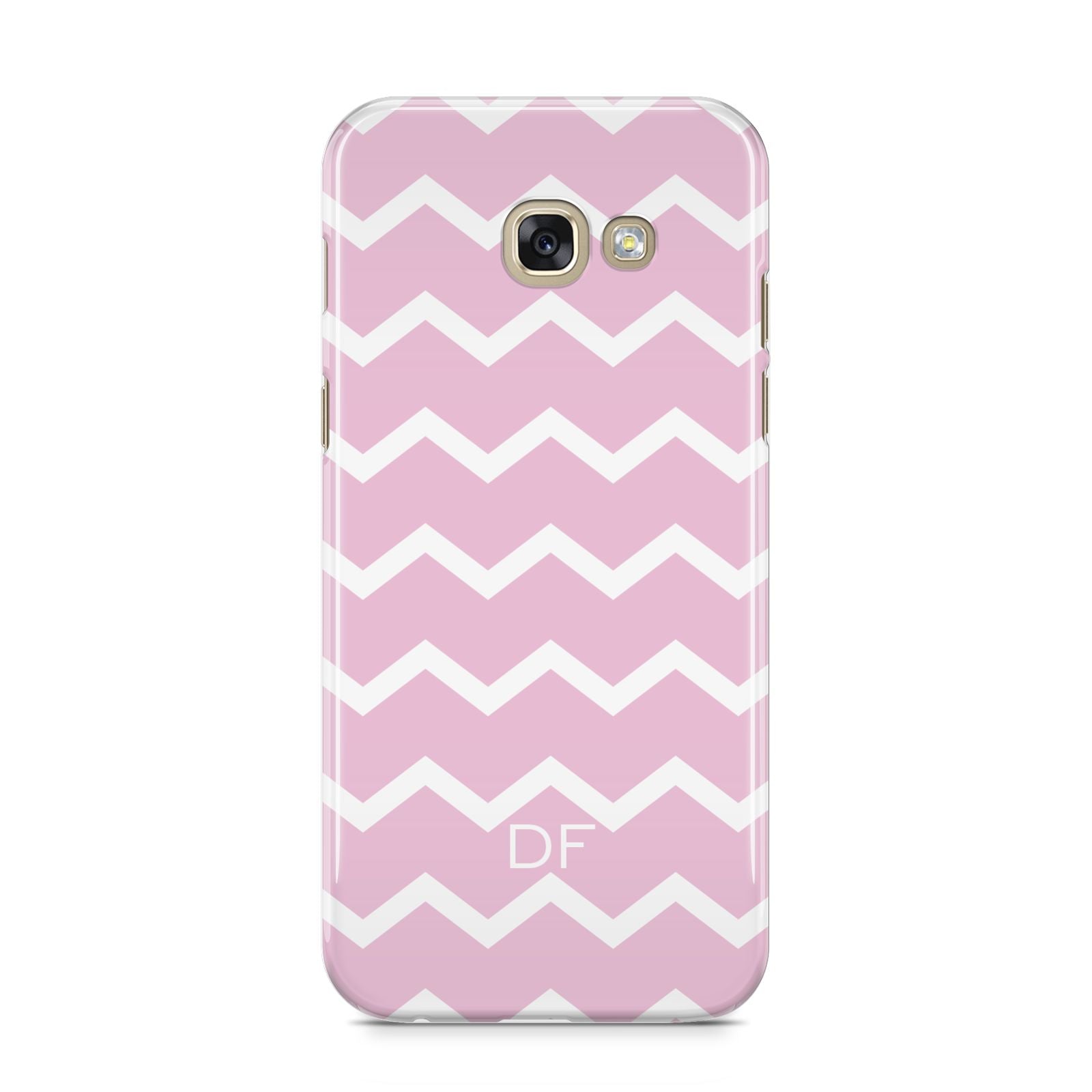 Personalised Chevron Pink Samsung Galaxy A5 2017 Case on gold phone