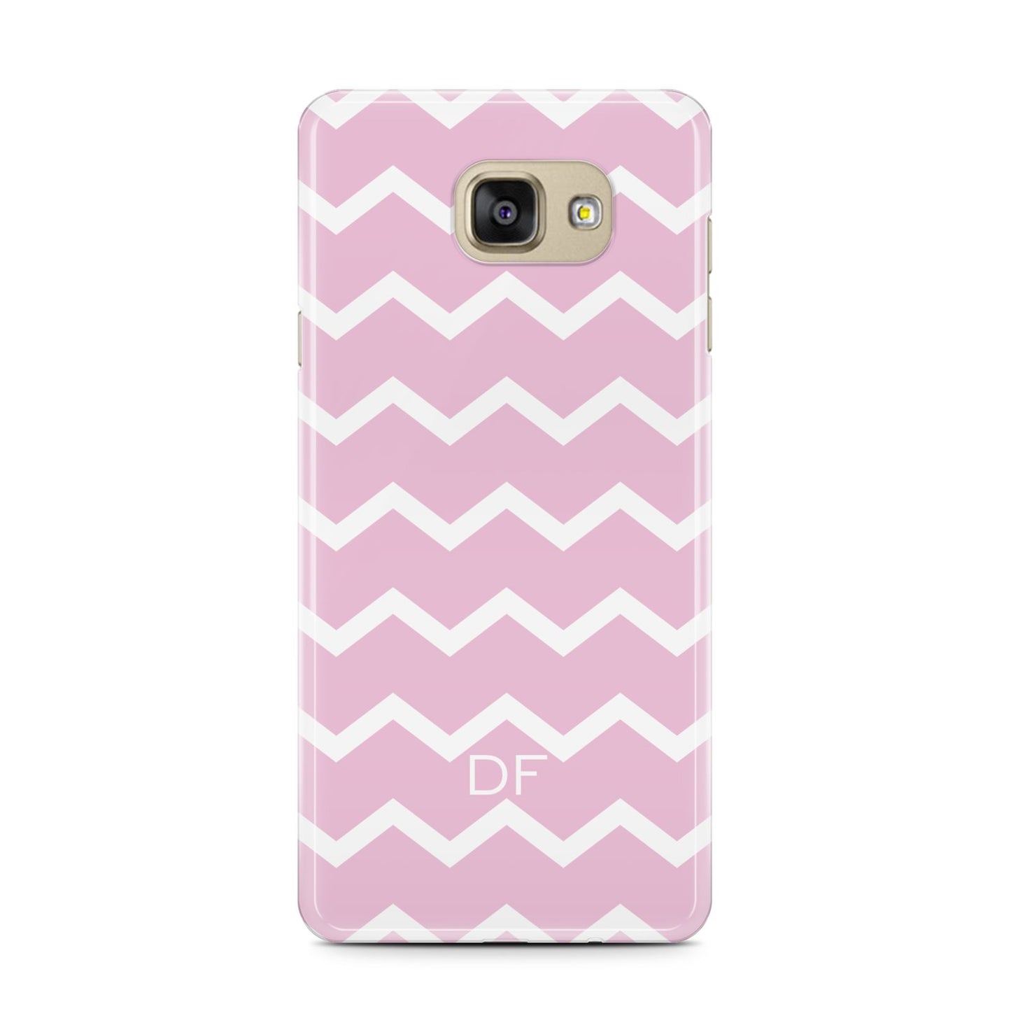 Personalised Chevron Pink Samsung Galaxy A7 2016 Case on gold phone