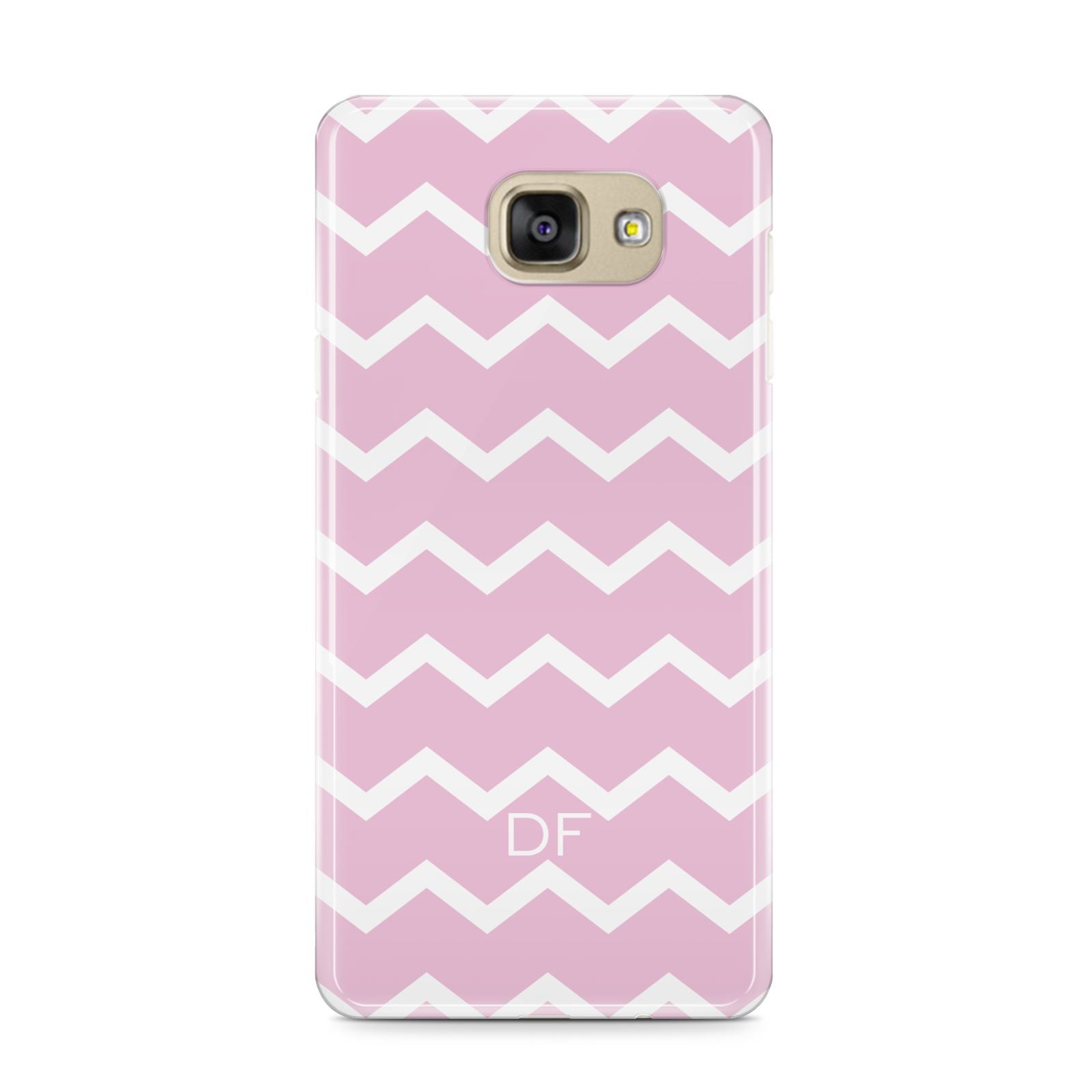 Personalised Chevron Pink Samsung Galaxy A9 2016 Case on gold phone