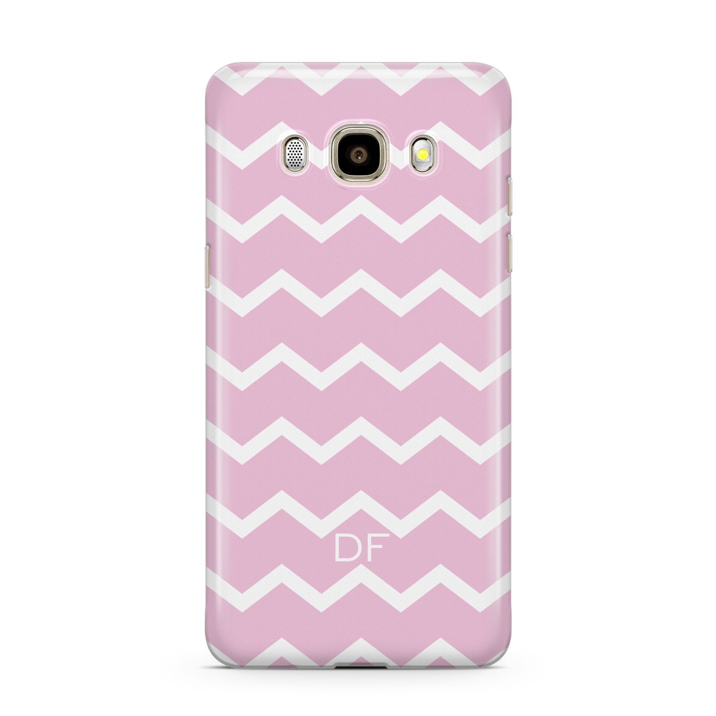 Personalised Chevron Pink Samsung Galaxy J7 2016 Case on gold phone