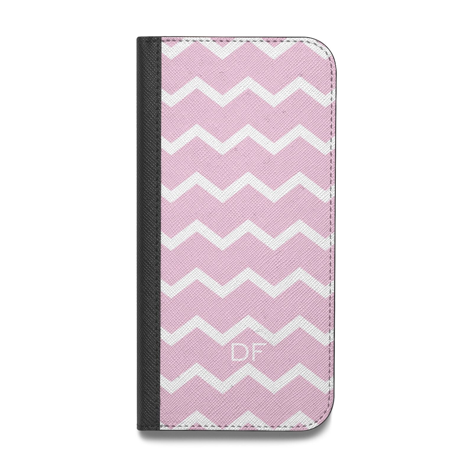 Personalised Chevron Pink Vegan Leather Flip iPhone Case
