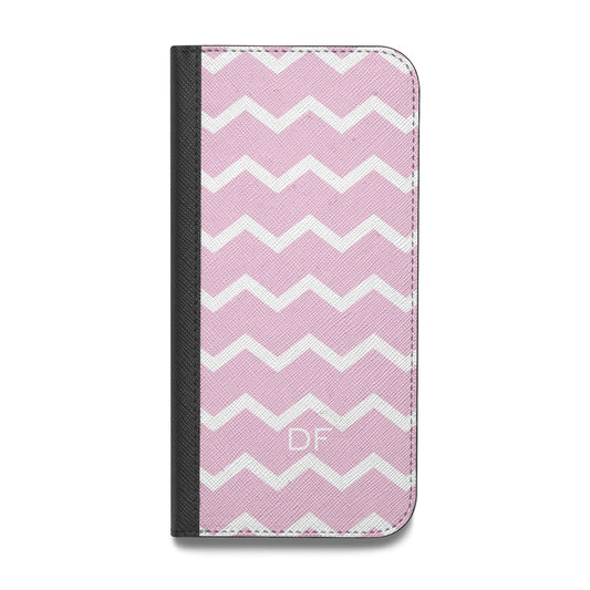 Personalised Chevron Pink Vegan Leather Flip iPhone Case
