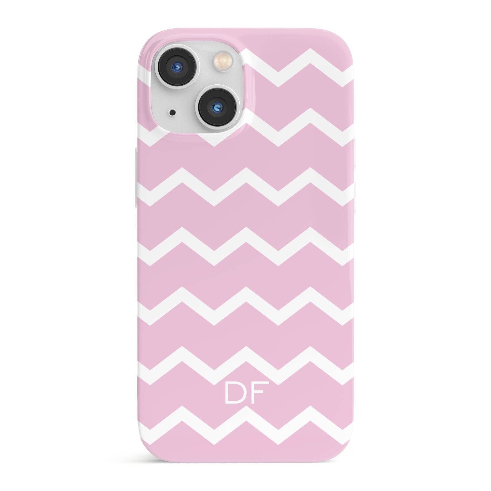 Personalised Chevron Pink iPhone 13 Mini Full Wrap 3D Snap Case