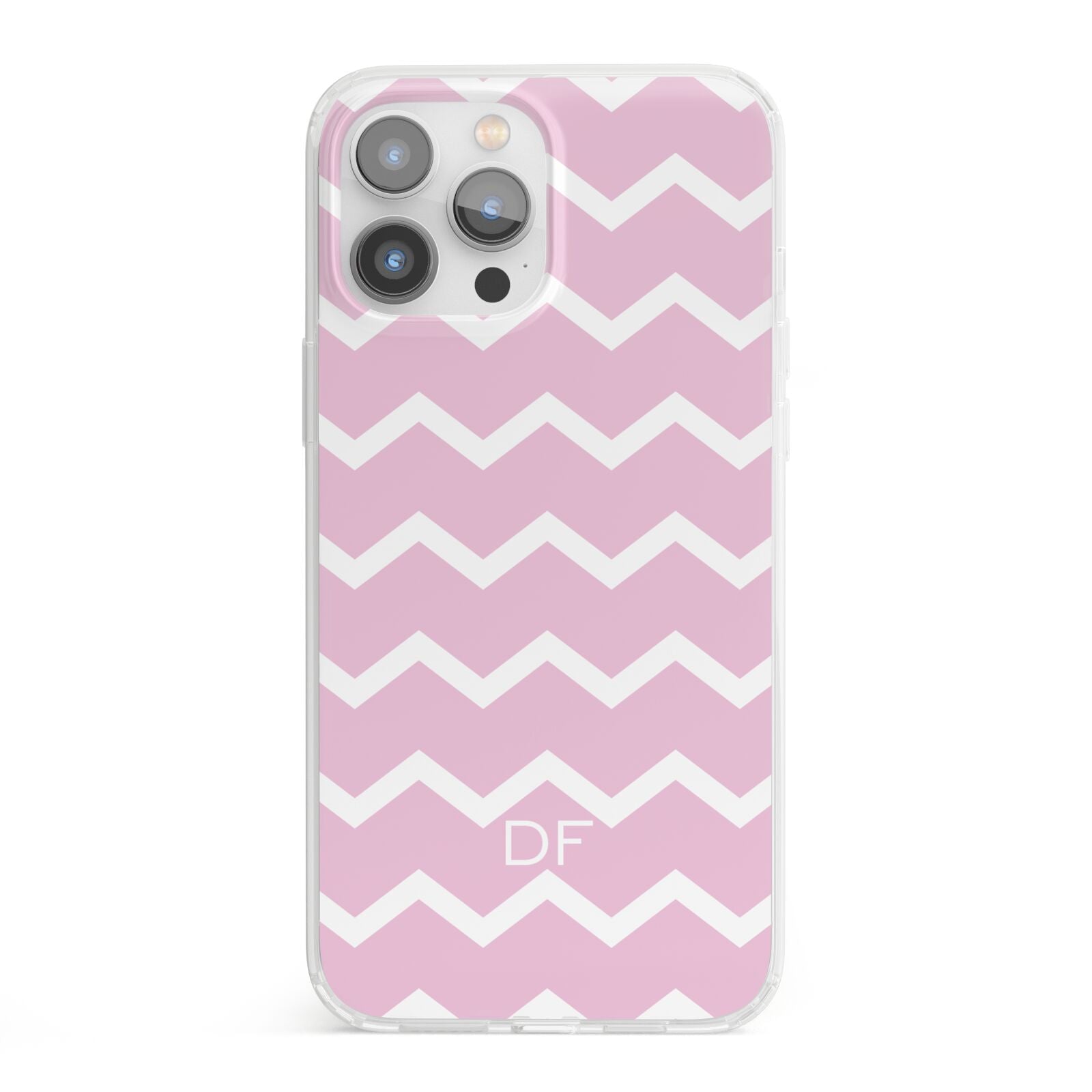 Personalised Chevron Pink iPhone 13 Pro Max Clear Bumper Case