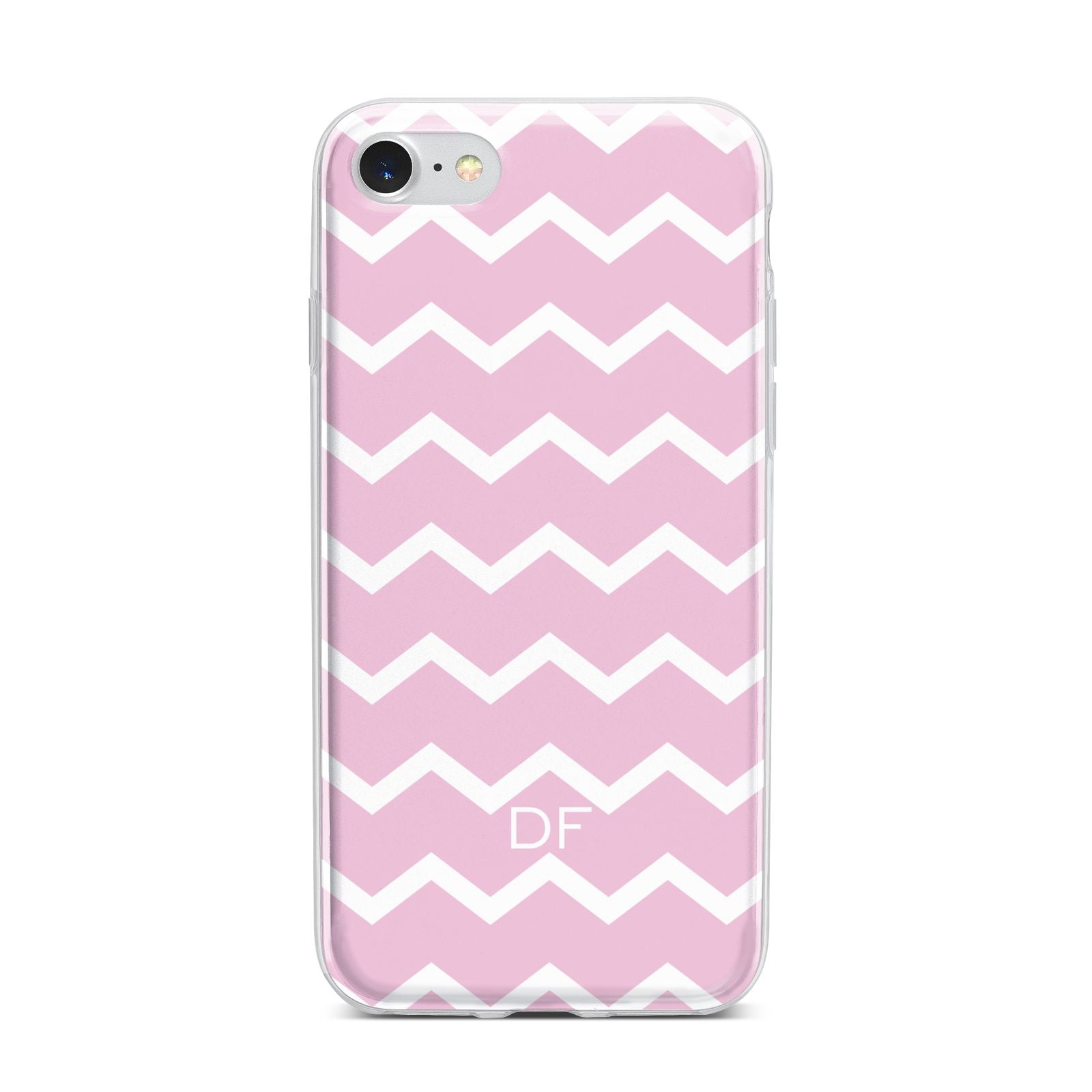 Personalised Chevron Pink iPhone 7 Bumper Case on Silver iPhone