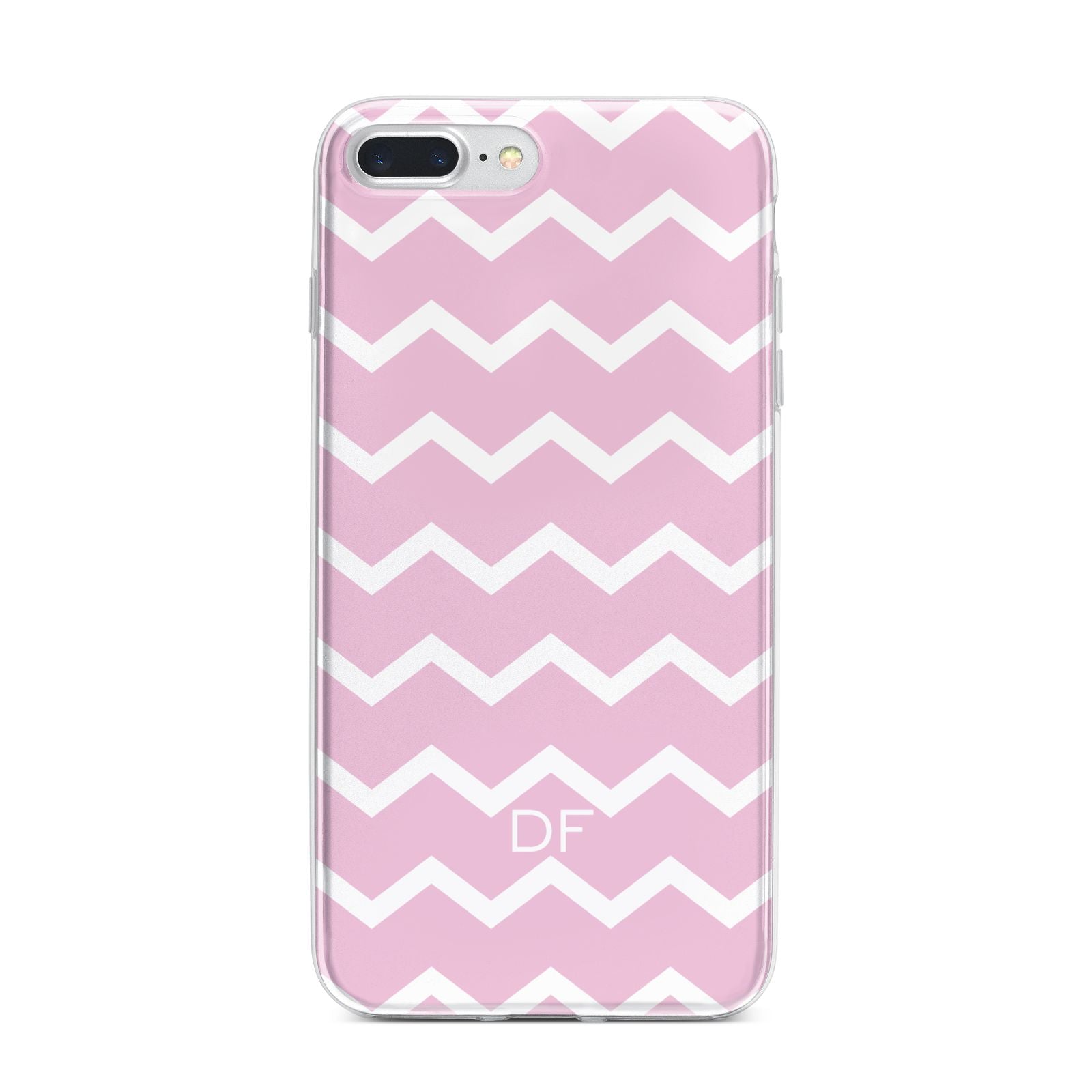 Personalised Chevron Pink iPhone 7 Plus Bumper Case on Silver iPhone