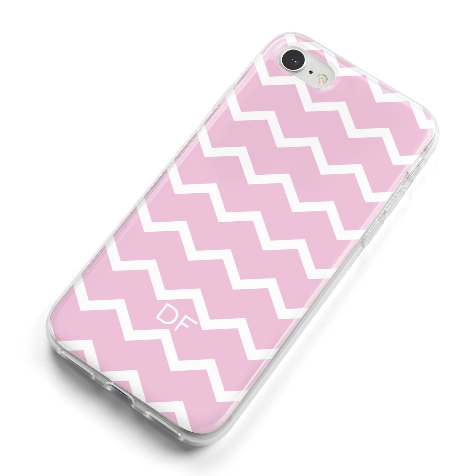 Personalised Chevron Pink iPhone 8 Bumper Case on Silver iPhone Alternative Image