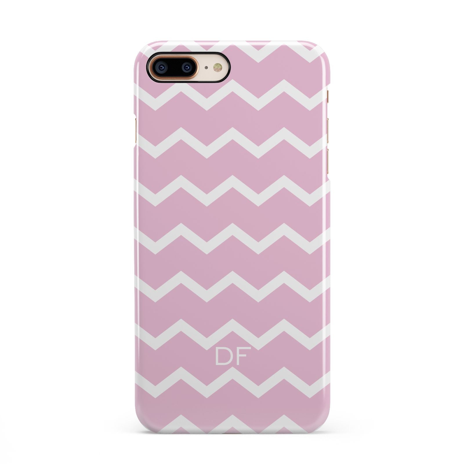 Personalised Chevron Pink iPhone 8 Plus 3D Snap Case on Gold Phone