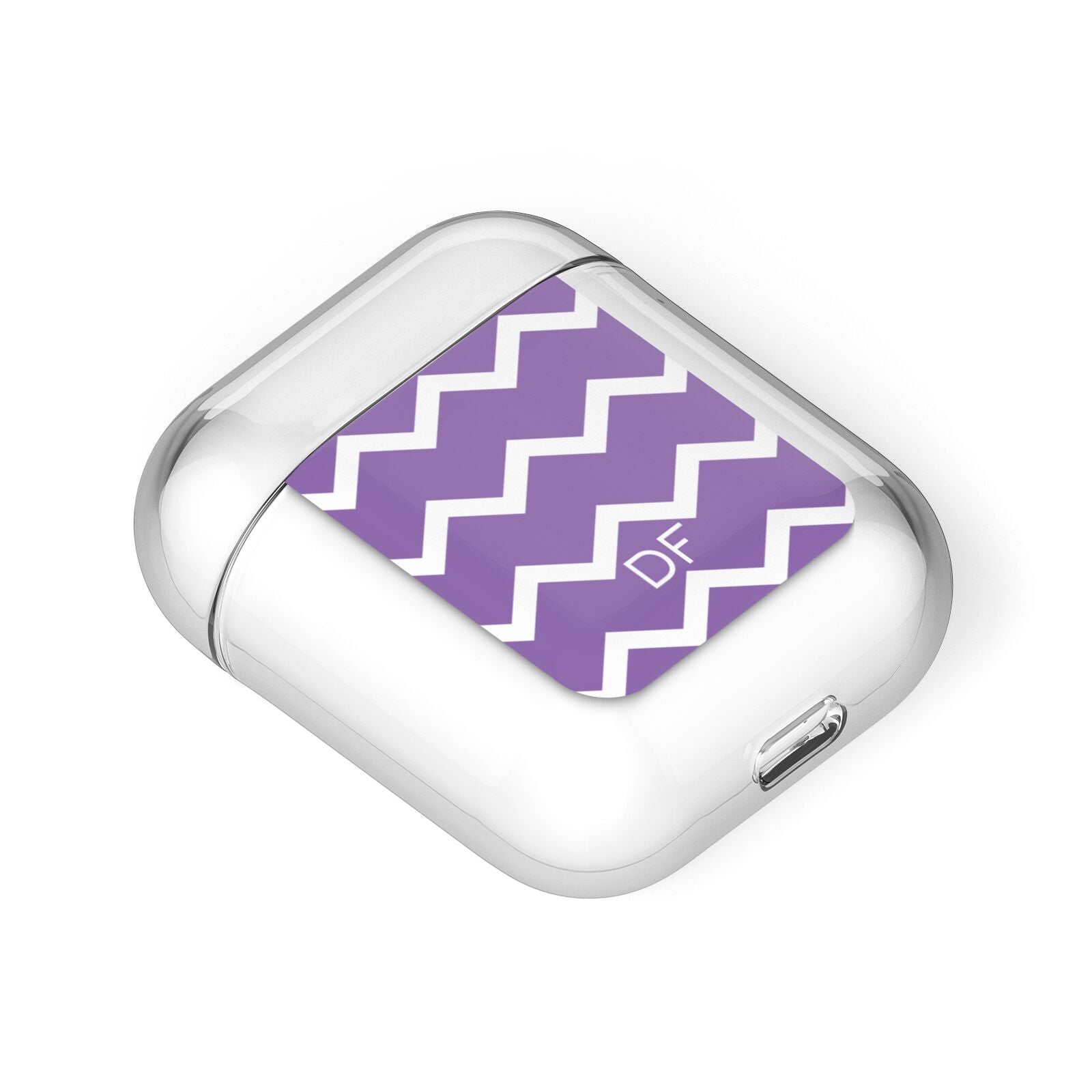 Personalised Chevron Purple AirPods Case Laid Flat