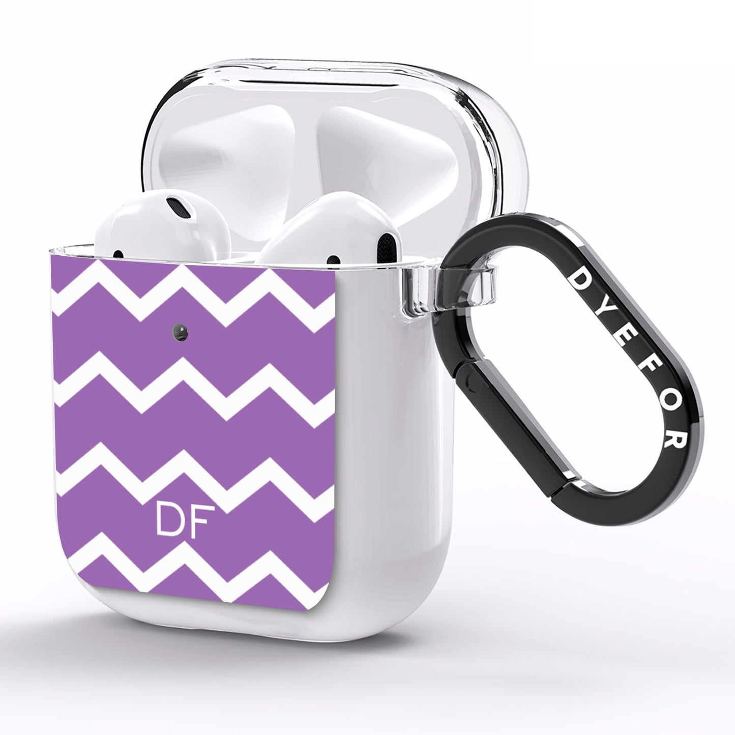 Personalised Chevron Purple AirPods Clear Case Side Image