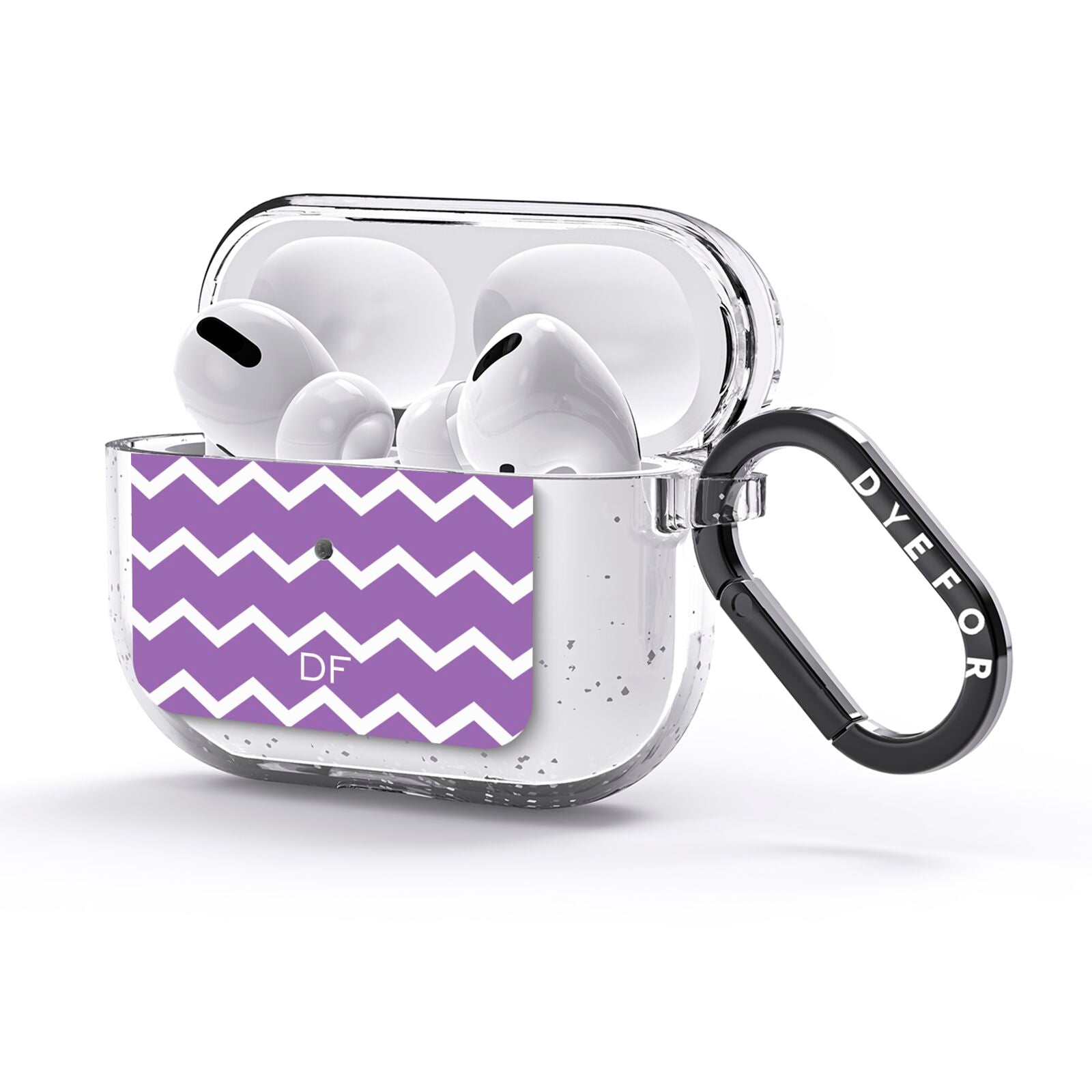 Personalised Chevron Purple AirPods Glitter Case 3rd Gen Side Image
