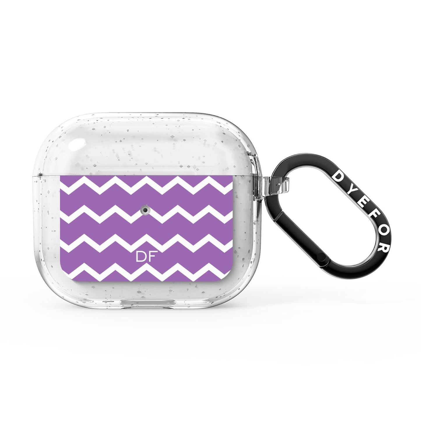 Personalised Chevron Purple AirPods Glitter Case 3rd Gen