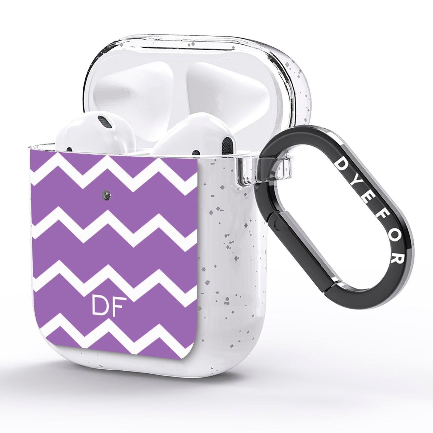 Personalised Chevron Purple AirPods Glitter Case Side Image