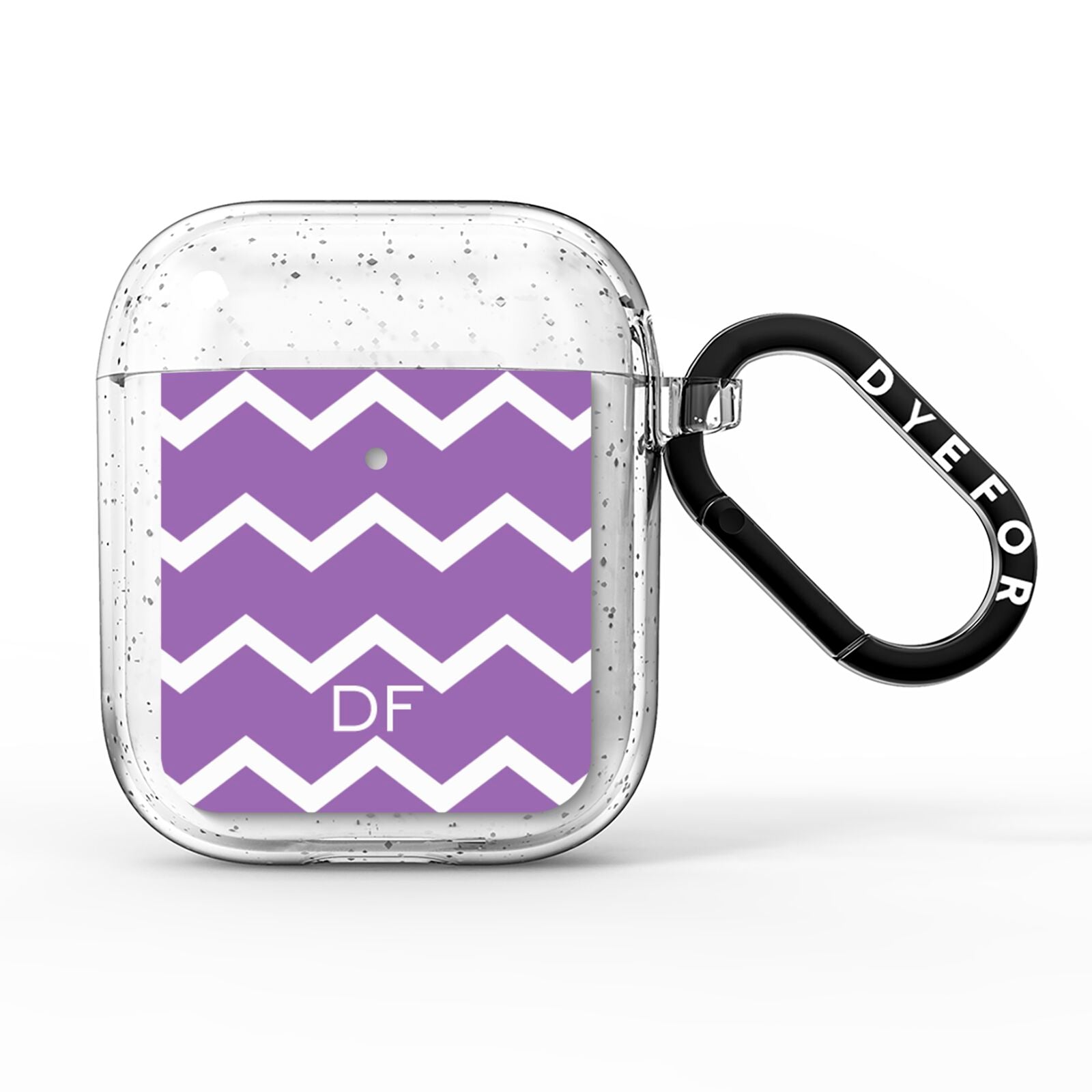 Personalised Chevron Purple AirPods Glitter Case