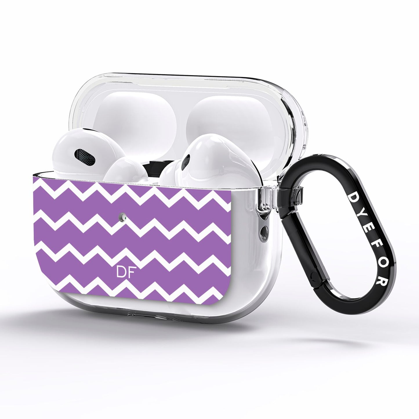Personalised Chevron Purple AirPods Pro Clear Case Side Image