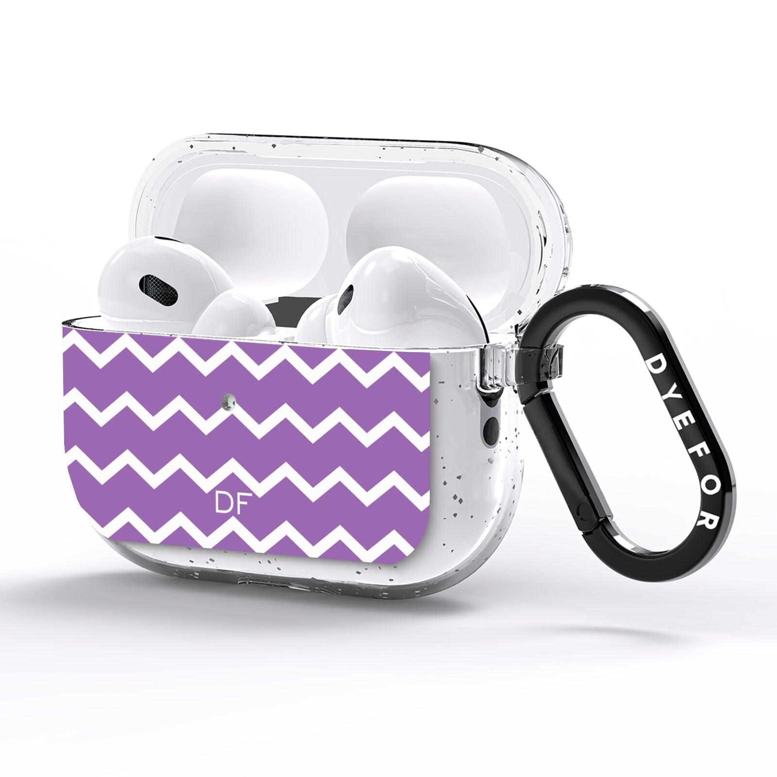 Personalised Chevron Purple AirPods Pro Glitter Case Side Image