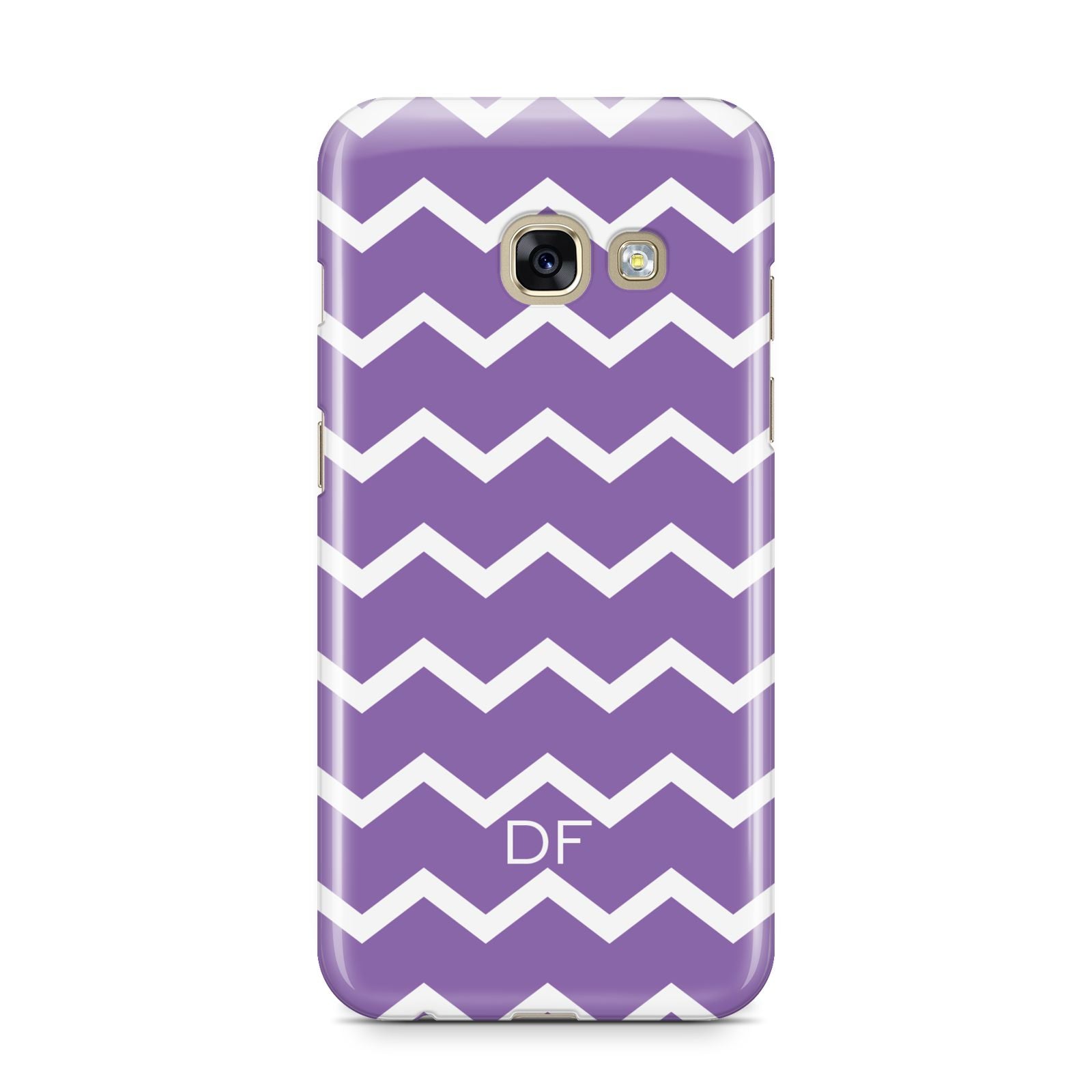 Personalised Chevron Purple Samsung Galaxy A3 2017 Case on gold phone