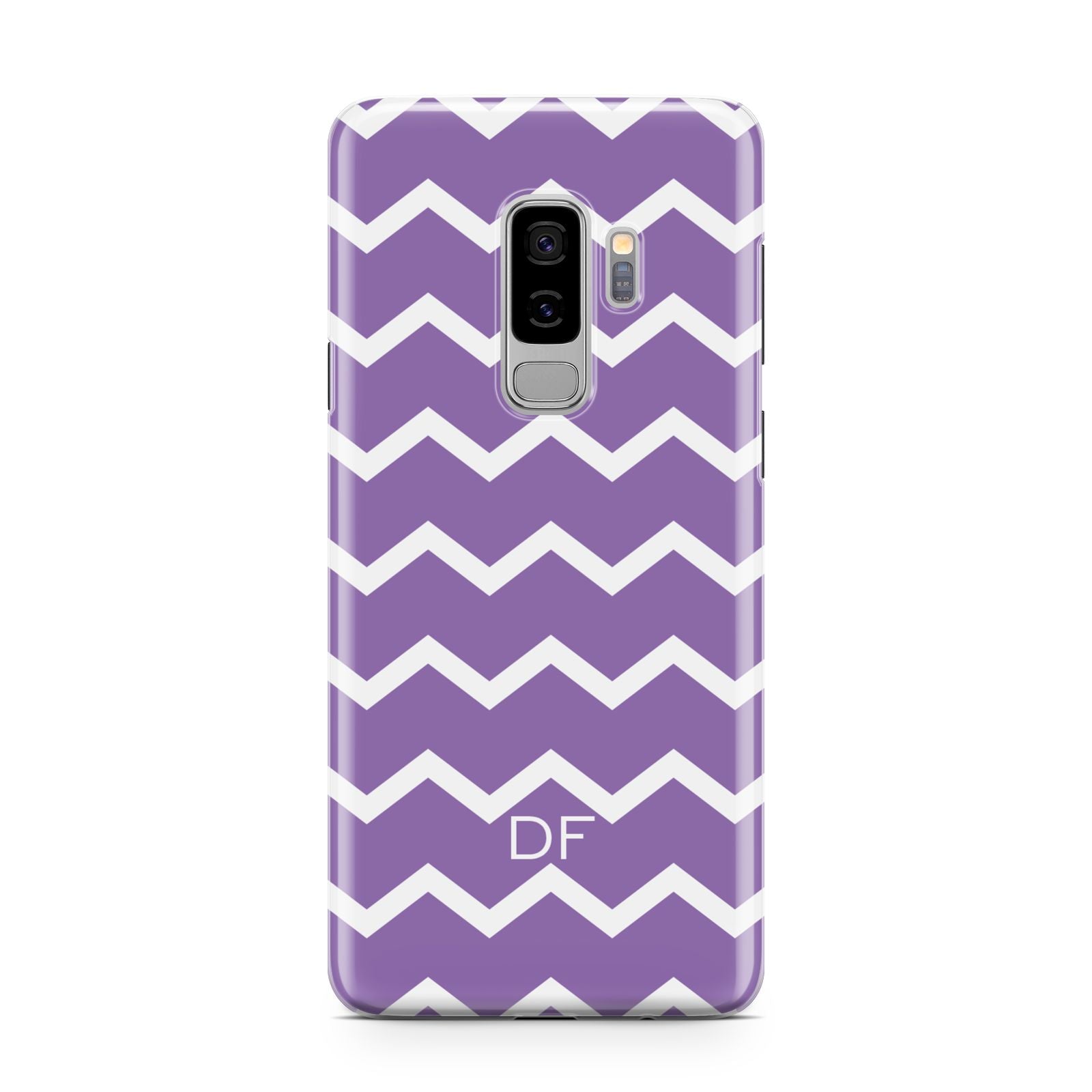 Personalised Chevron Purple Samsung Galaxy S9 Plus Case on Silver phone
