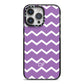 Personalised Chevron Purple iPhone 14 Pro Max Black Impact Case on Silver phone