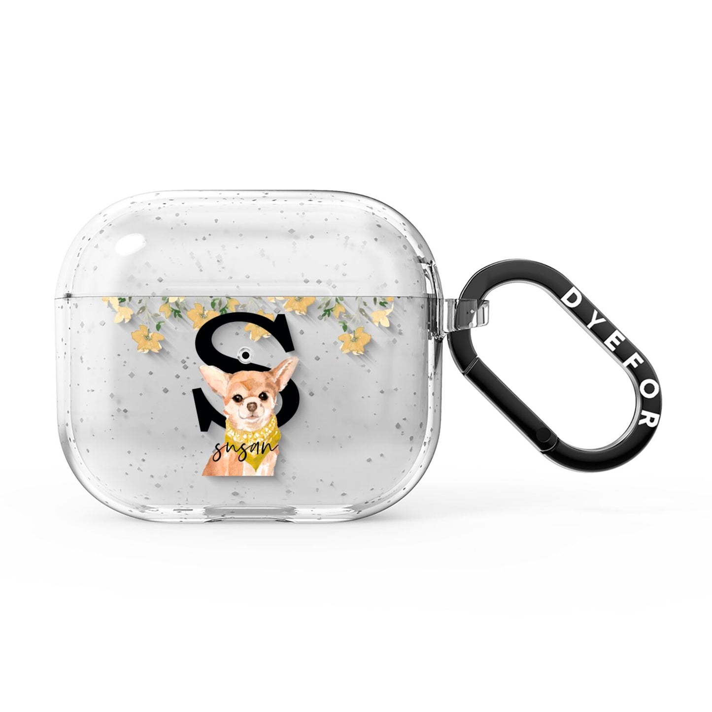 Personalised Chihuahua Dog AirPods Glitter Case 3rd Gen