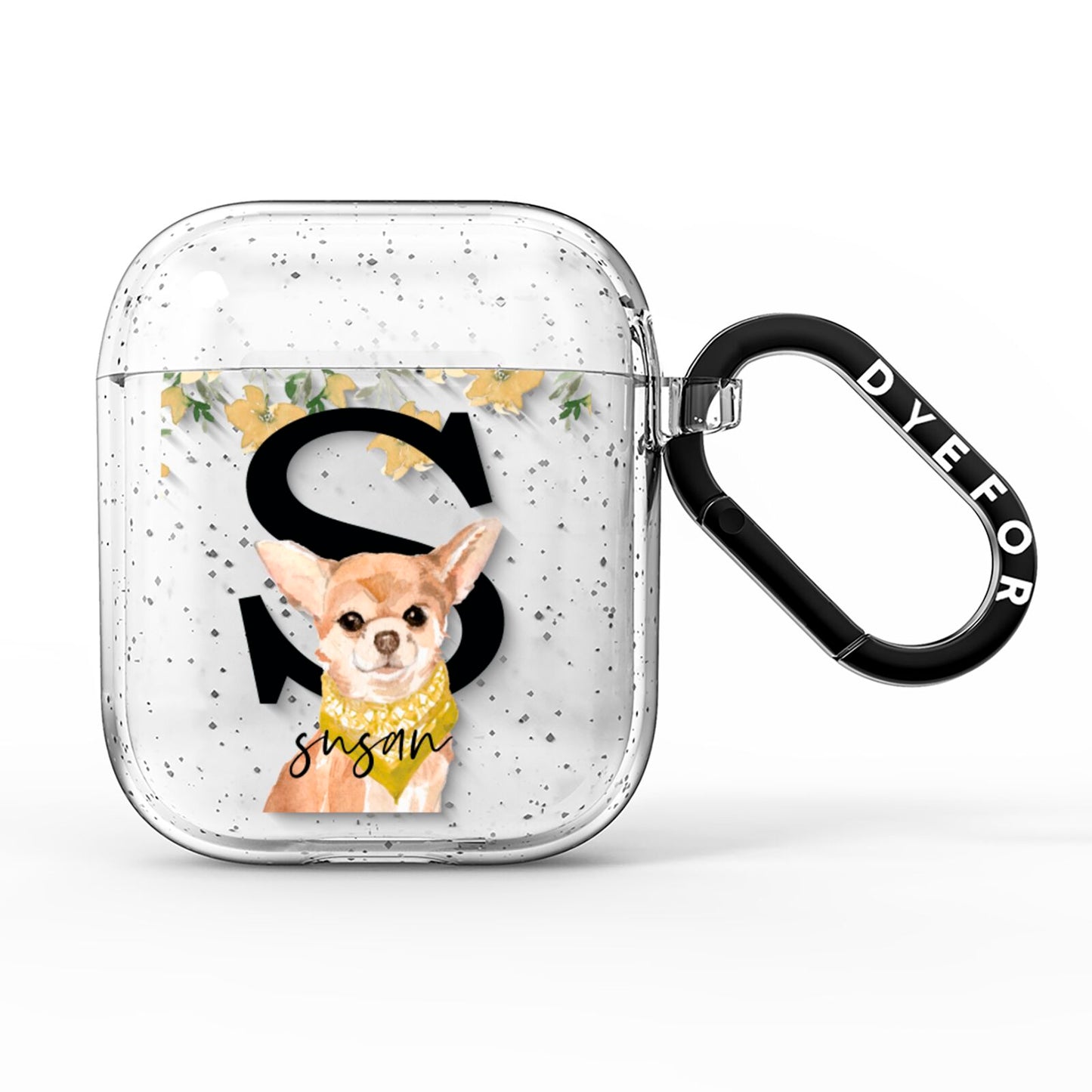 Personalised Chihuahua Dog AirPods Glitter Case