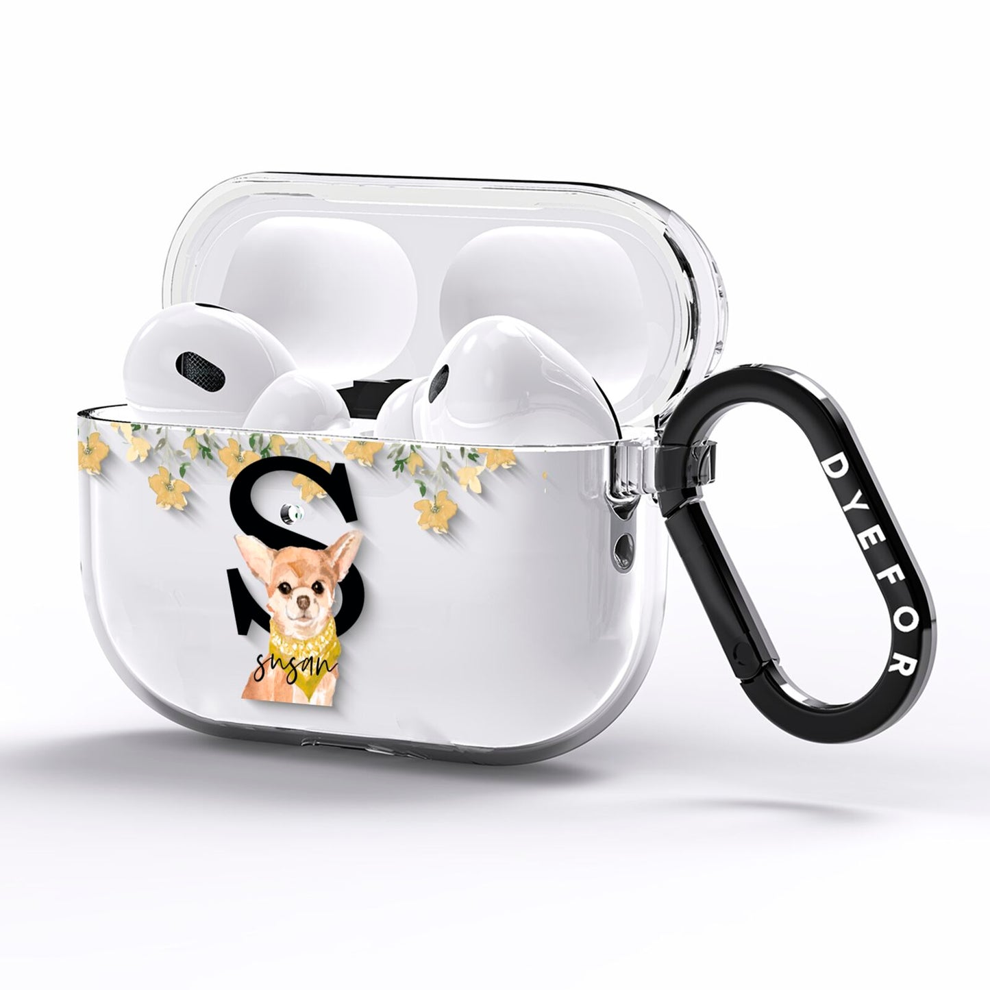 Personalised Chihuahua Dog AirPods Pro Clear Case Side Image