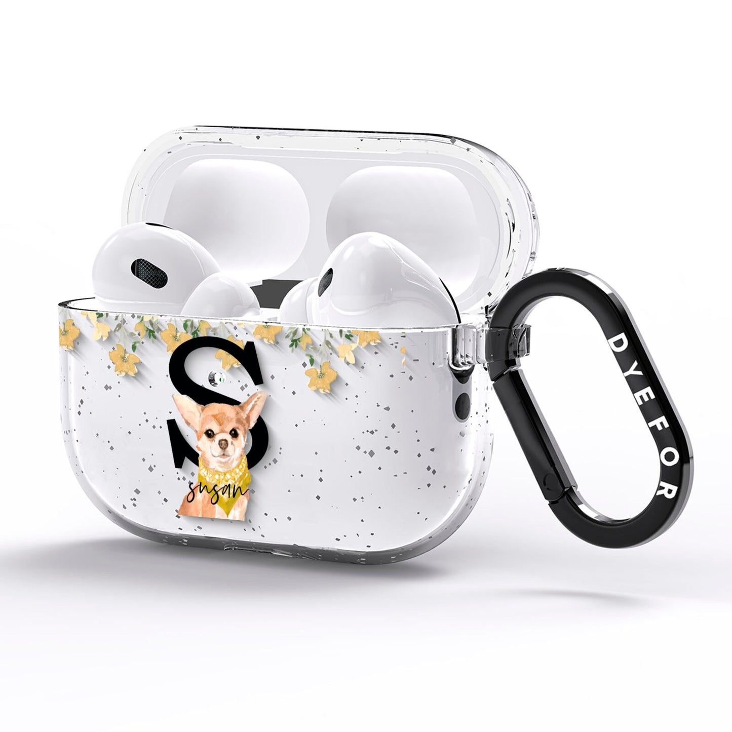 Personalised Chihuahua Dog AirPods Pro Glitter Case Side Image