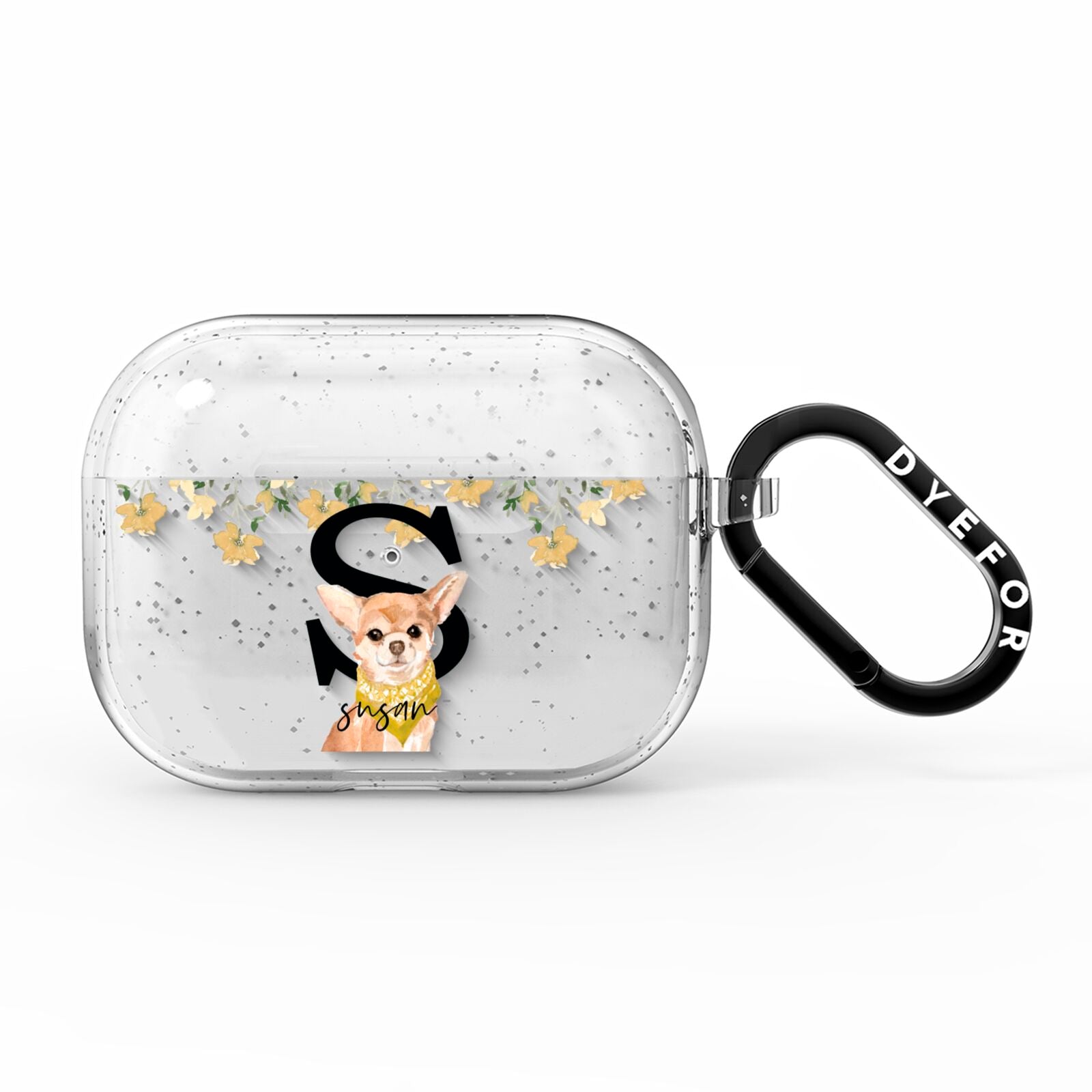 Personalised Chihuahua Dog AirPods Pro Glitter Case