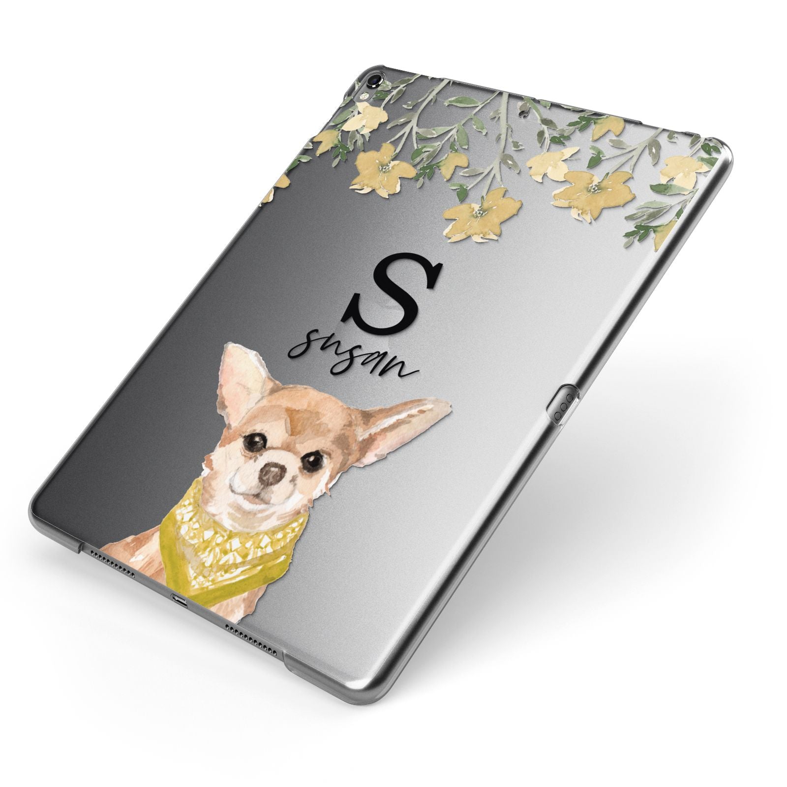Personalised Chihuahua Dog Apple iPad Case on Grey iPad Side View