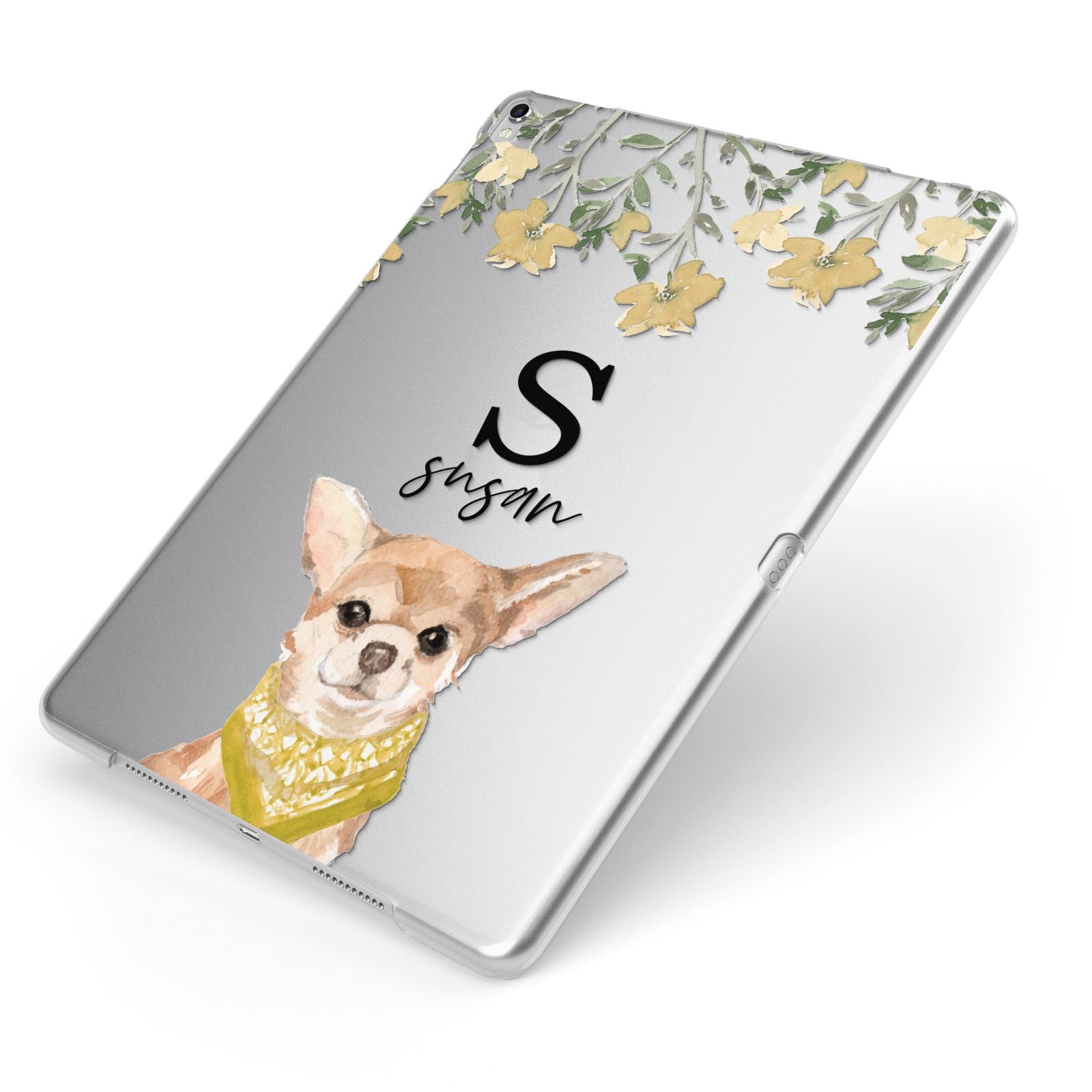 Personalised Chihuahua Dog Apple iPad Case on Silver iPad Side View