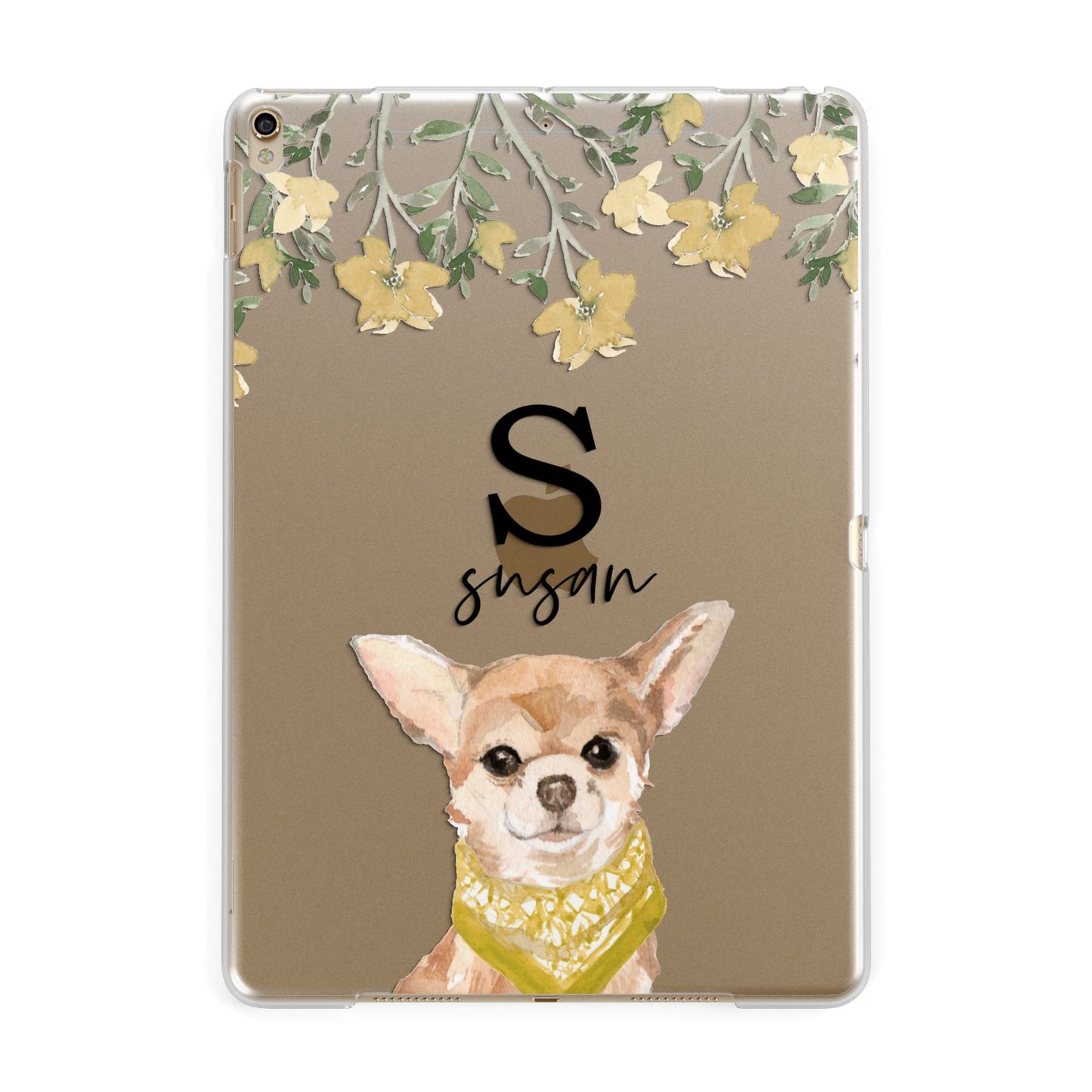 Personalised Chihuahua Dog Apple iPad Gold Case