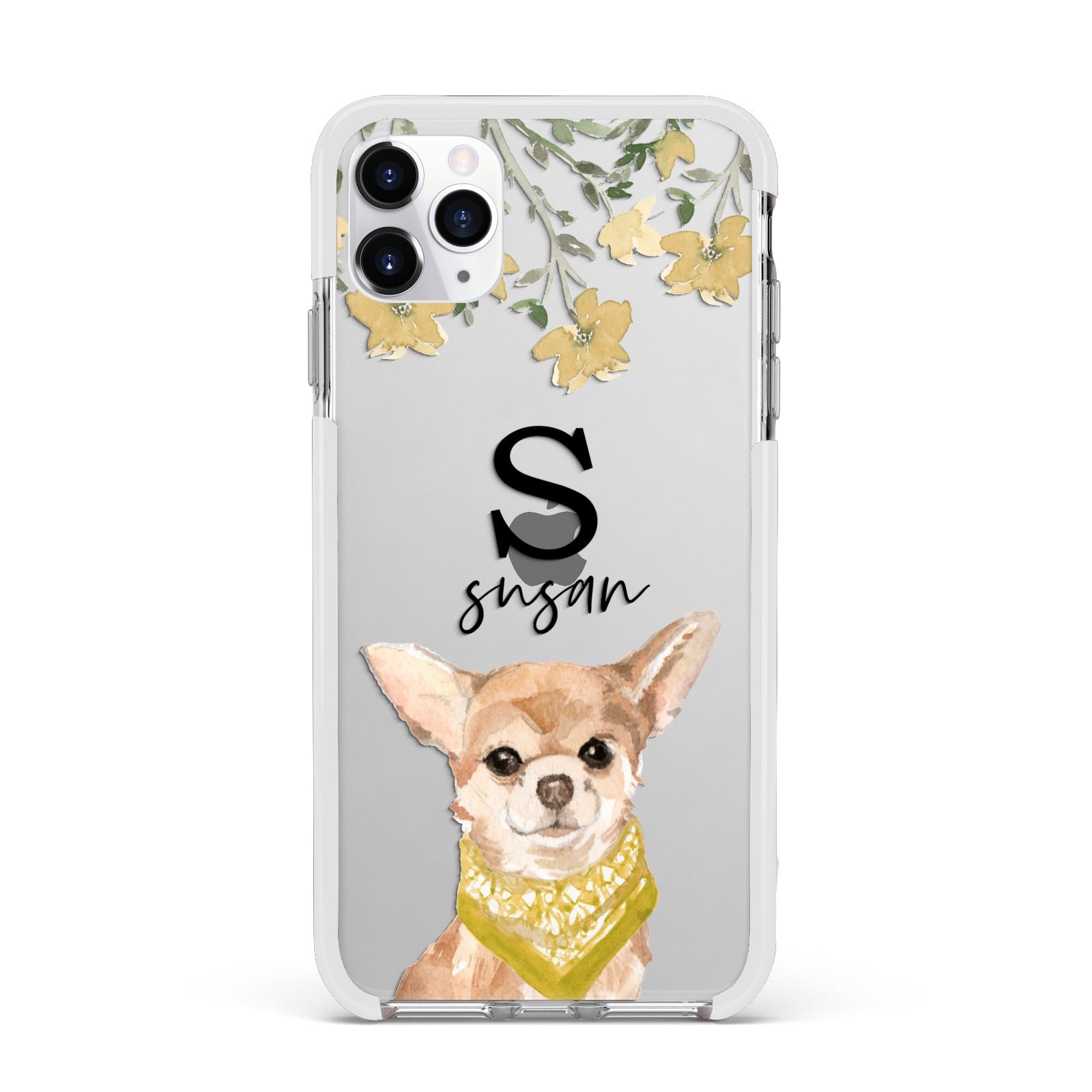 Personalised Chihuahua Dog Apple iPhone 11 Pro Max in Silver with White Impact Case