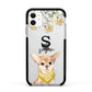 Personalised Chihuahua Dog Apple iPhone 11 in White with Black Impact Case