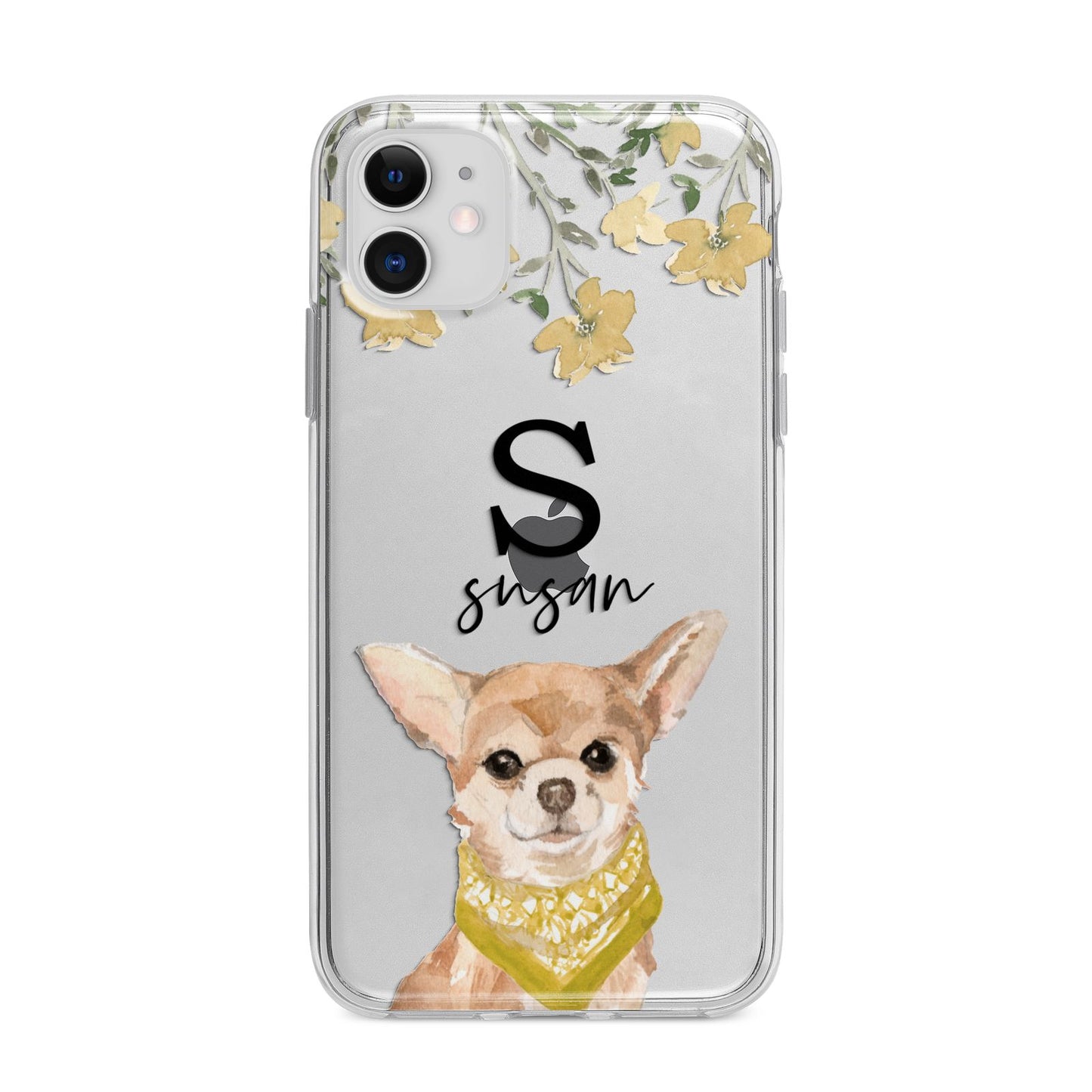 Personalised Chihuahua Dog Apple iPhone 11 in White with Bumper Case