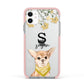 Personalised Chihuahua Dog Apple iPhone 11 in White with Pink Impact Case
