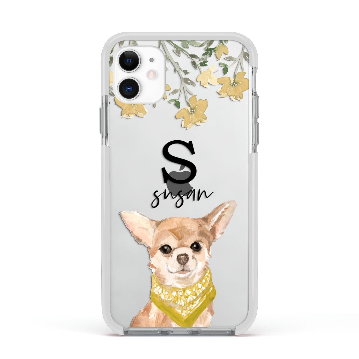 Personalised Chihuahua Dog Apple iPhone 11 in White with White Impact Case