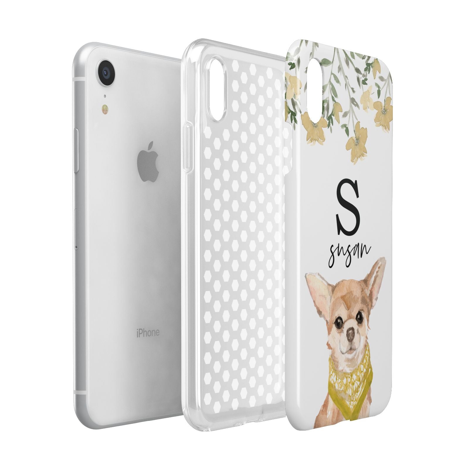 Personalised Chihuahua Dog Apple iPhone XR White 3D Tough Case Expanded view