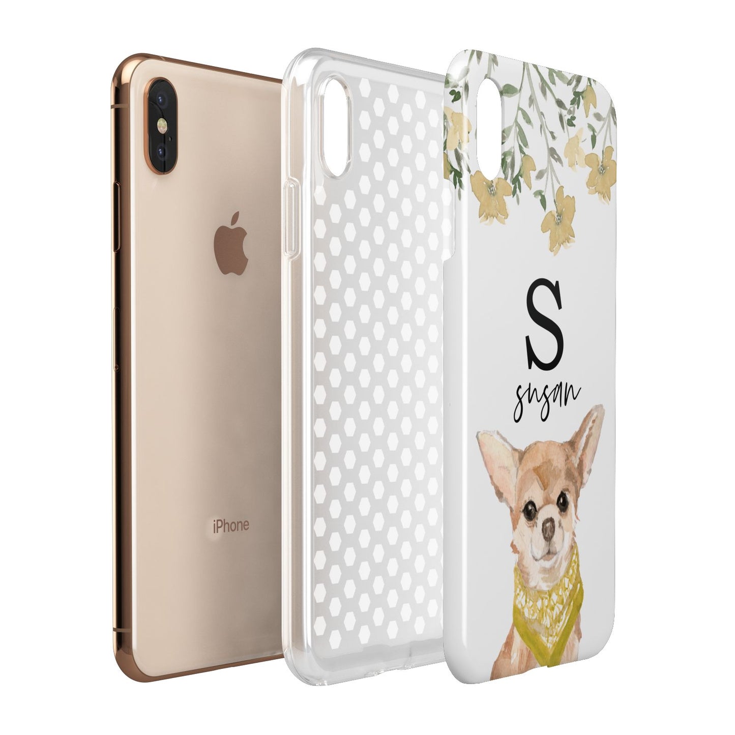 Personalised Chihuahua Dog Apple iPhone Xs Max 3D Tough Case Expanded View