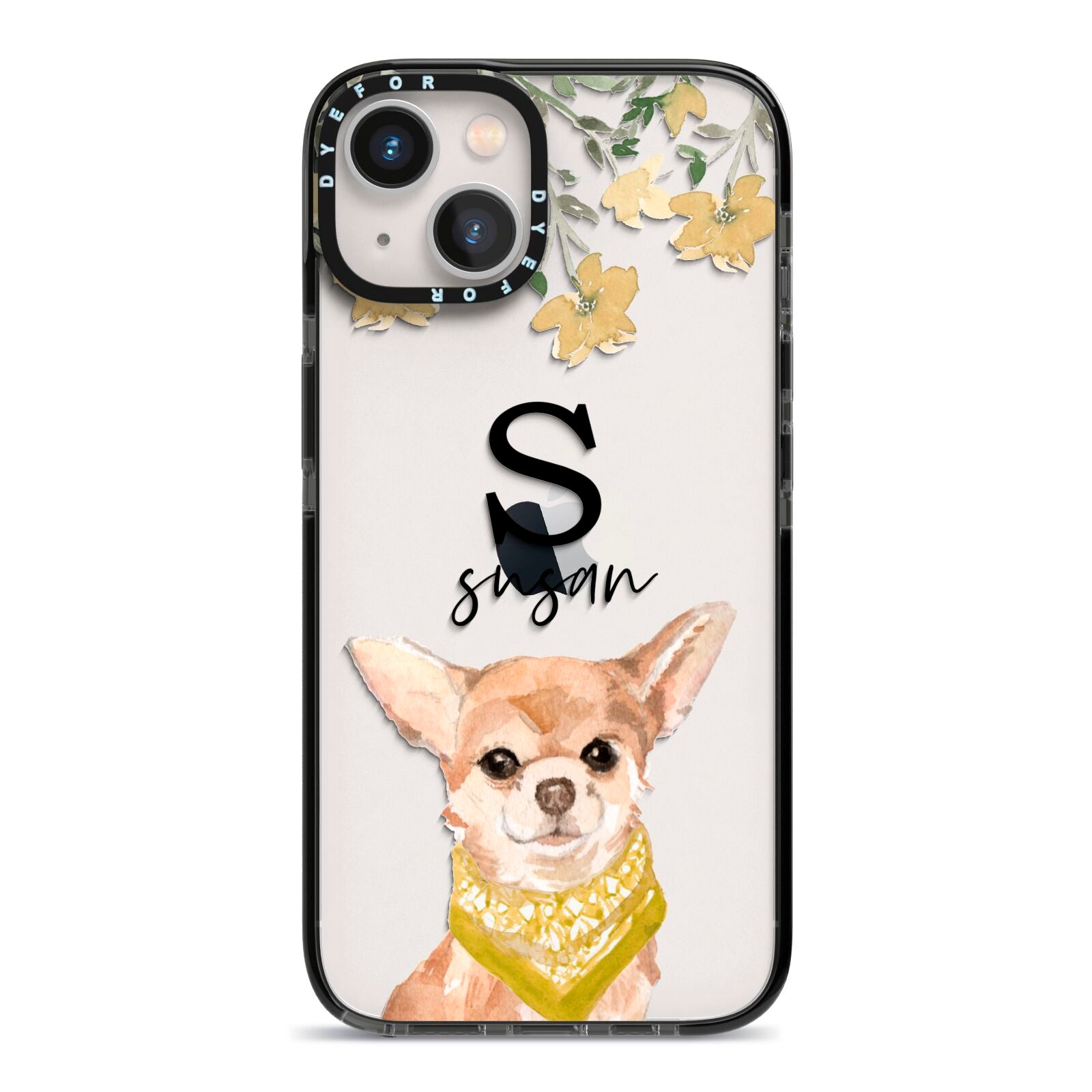 Personalised Chihuahua Dog iPhone 13 Black Impact Case on Silver phone